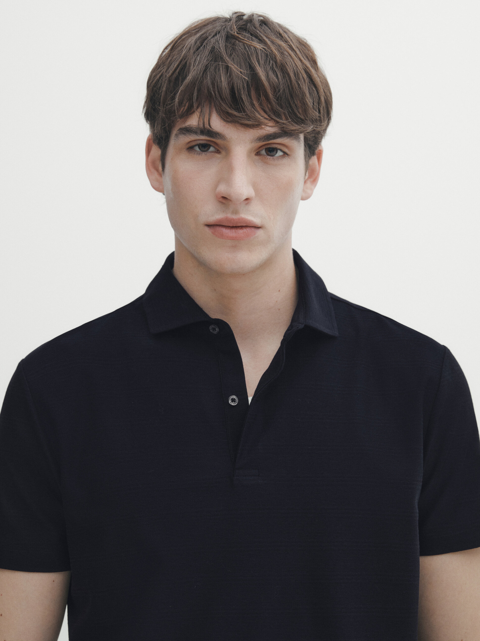 Polo algodón jacquard rayas - AZUL MARINO