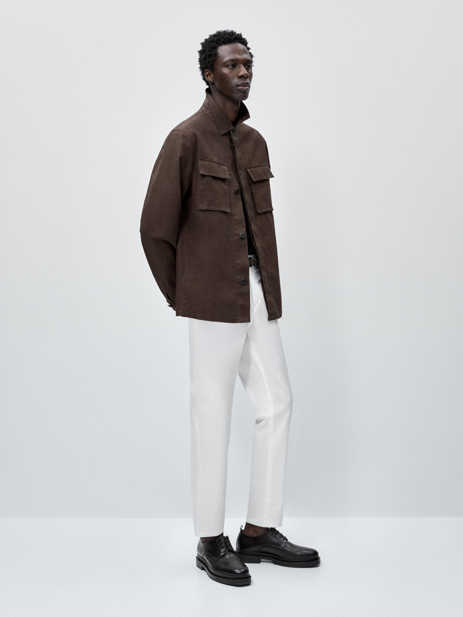 Sobrecamisa mezcla lino 3 layers - MARRÓN