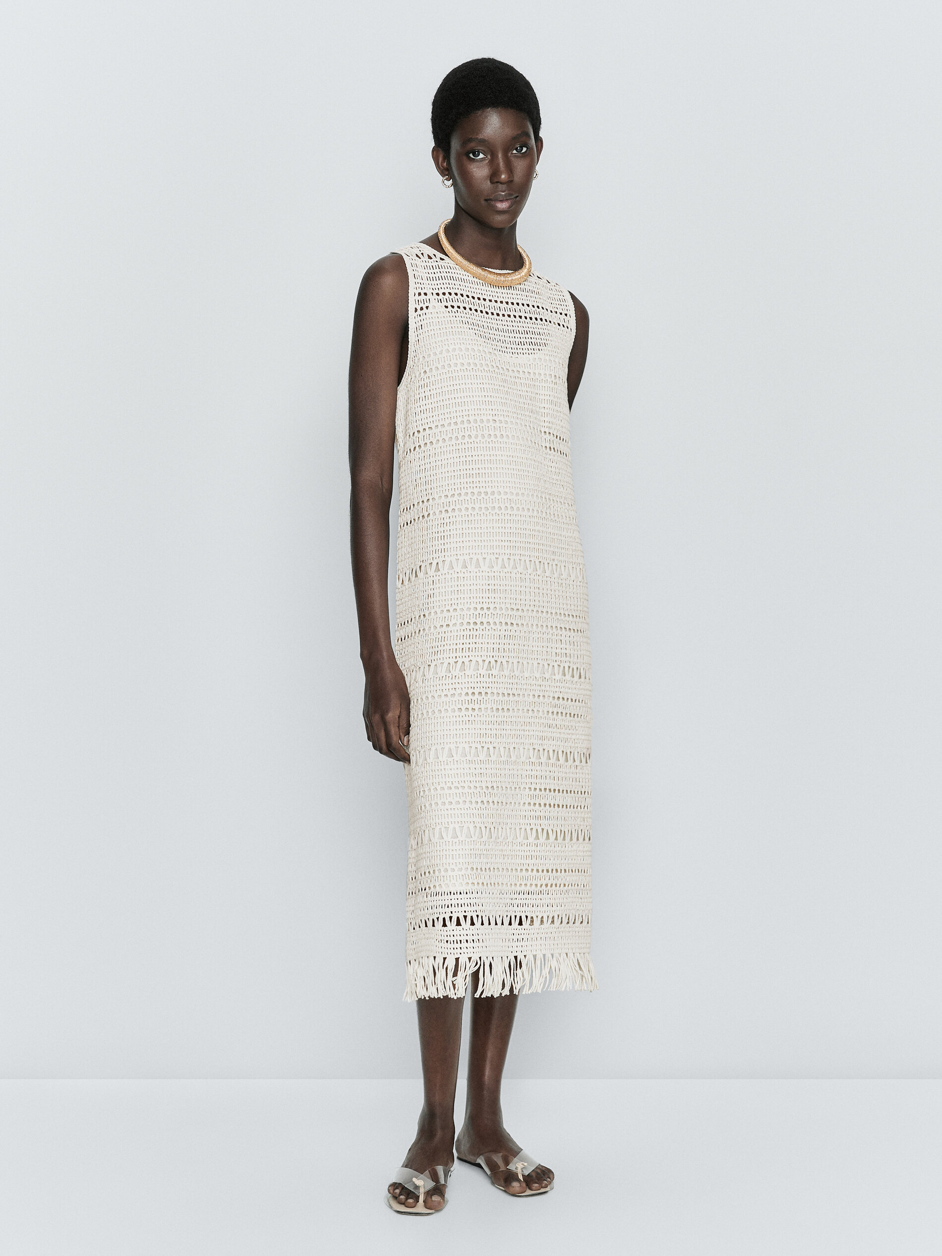 Vestido crochet desflecado - CRUDO