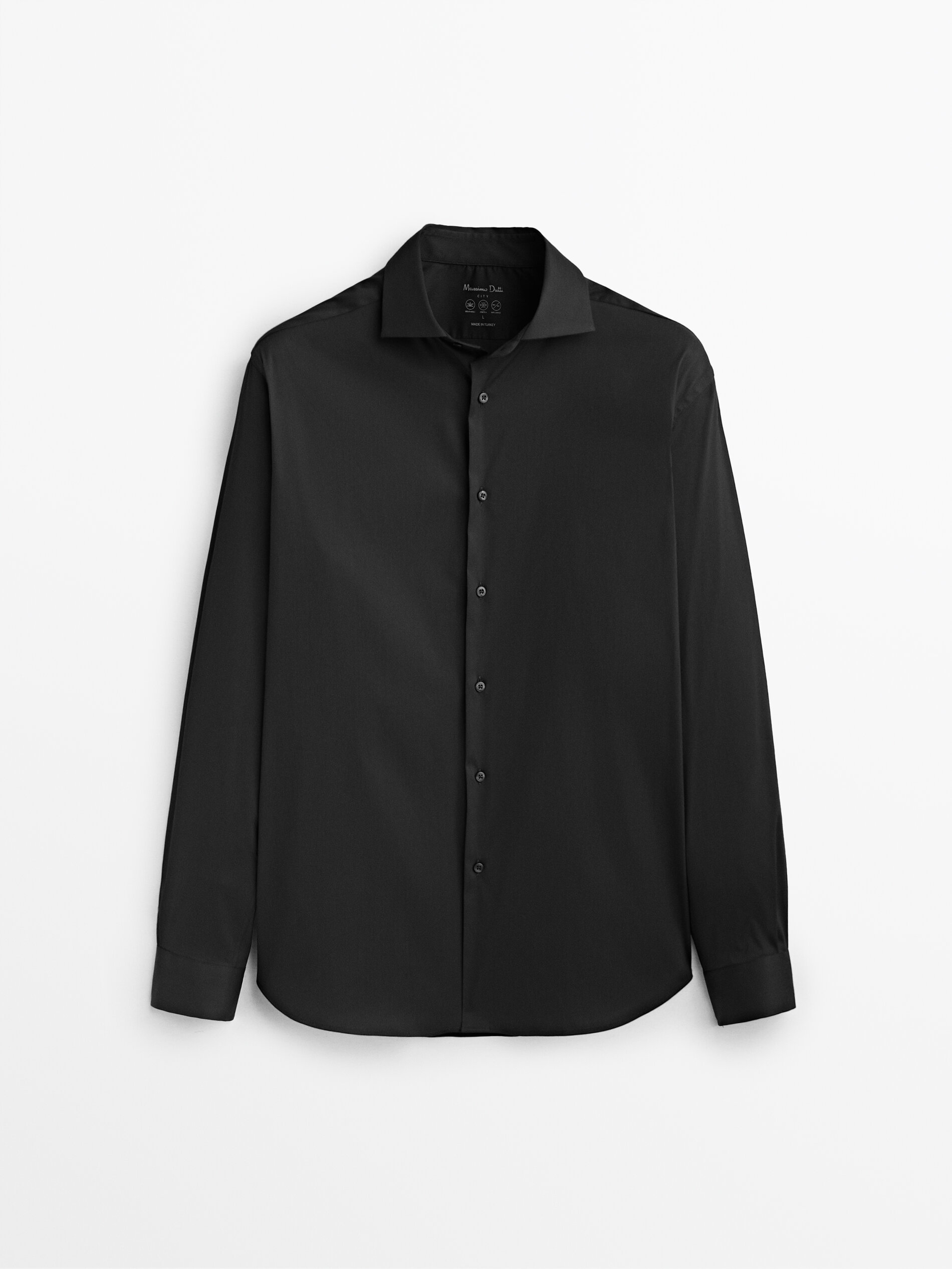 Camisa stretch estructura slim fit - NEGRO