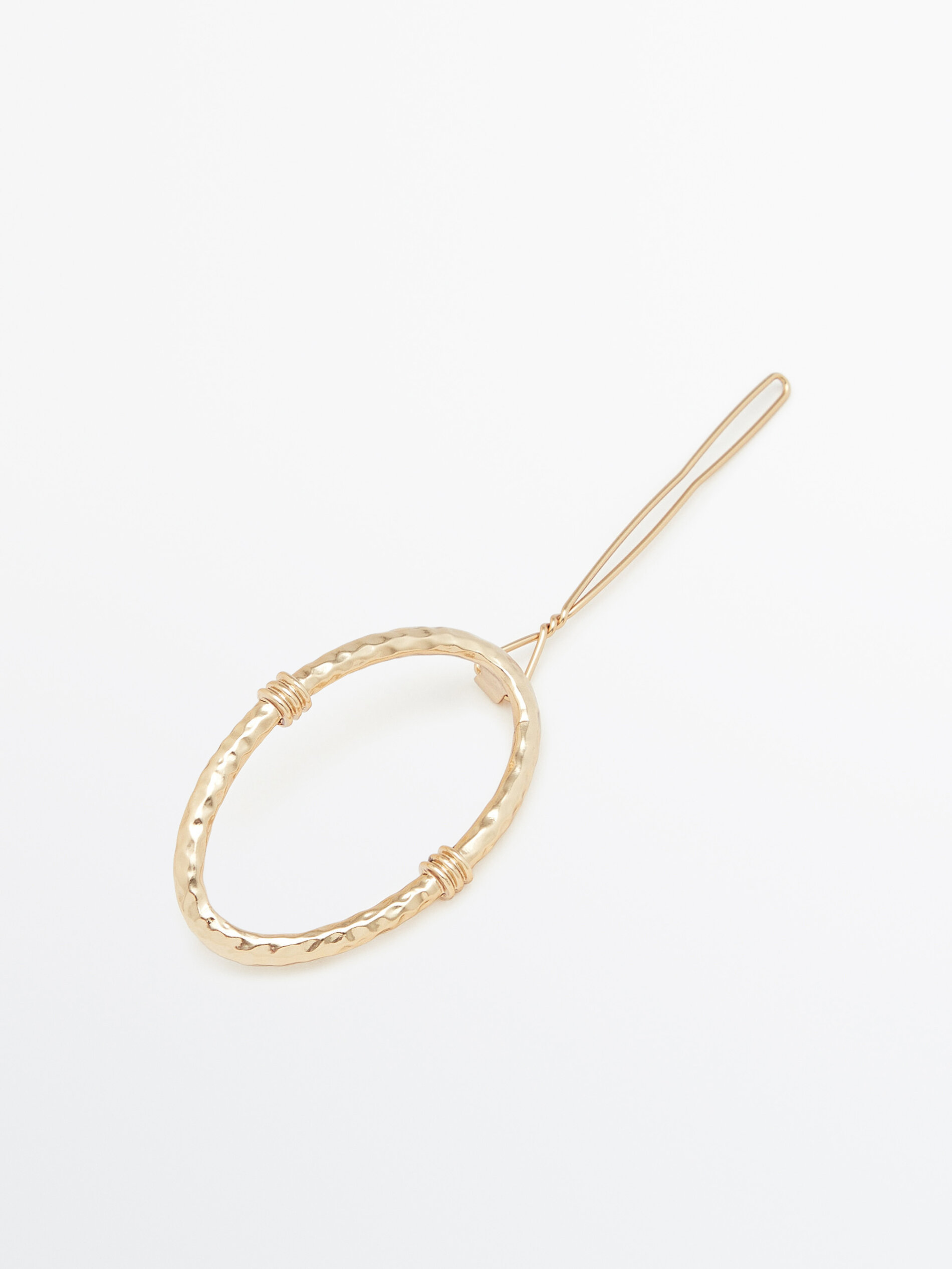 Horquilla redonda textura baño oro - DORADO