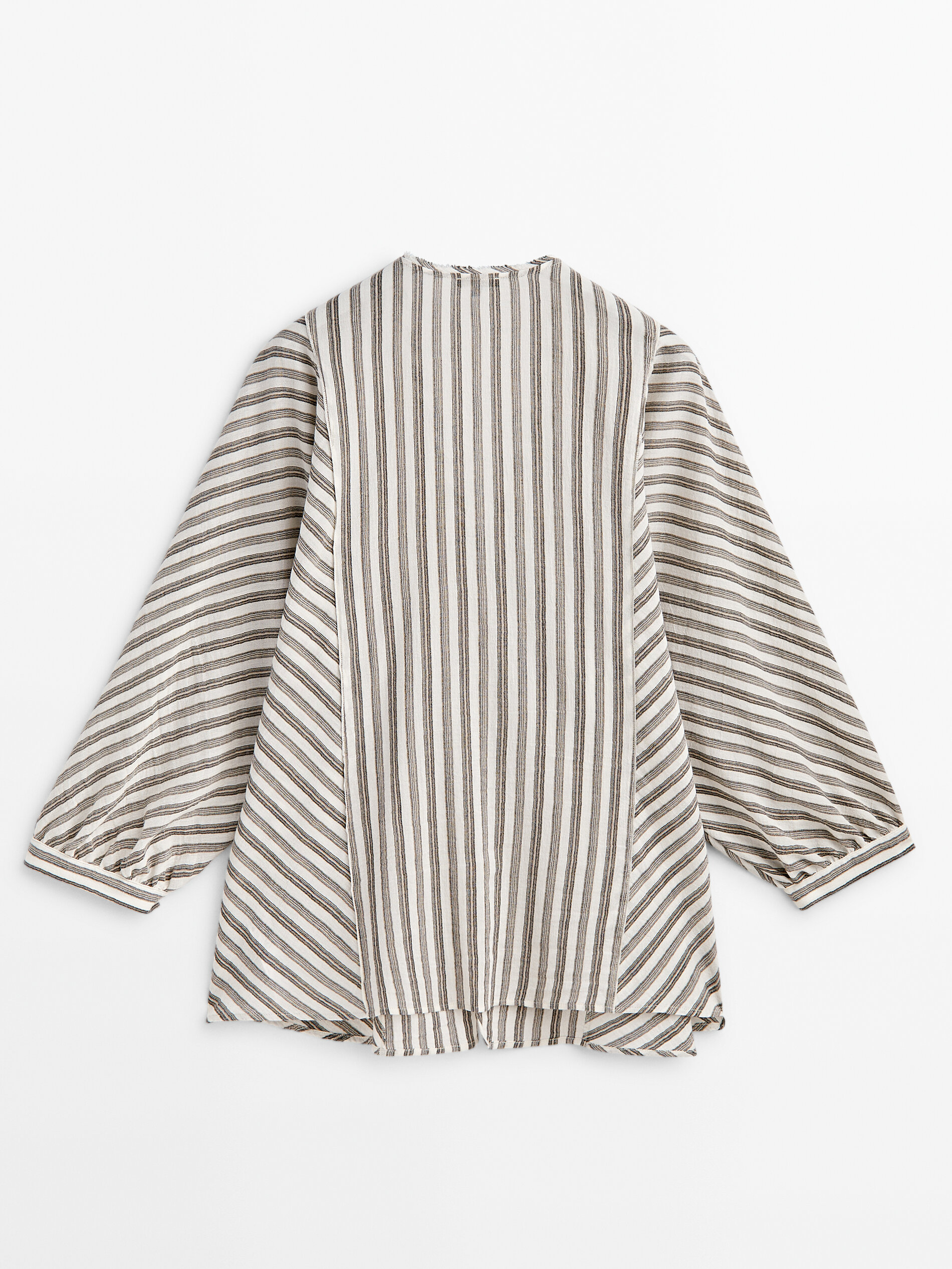 Camisa rayas acabado gofrado - MARRÓN