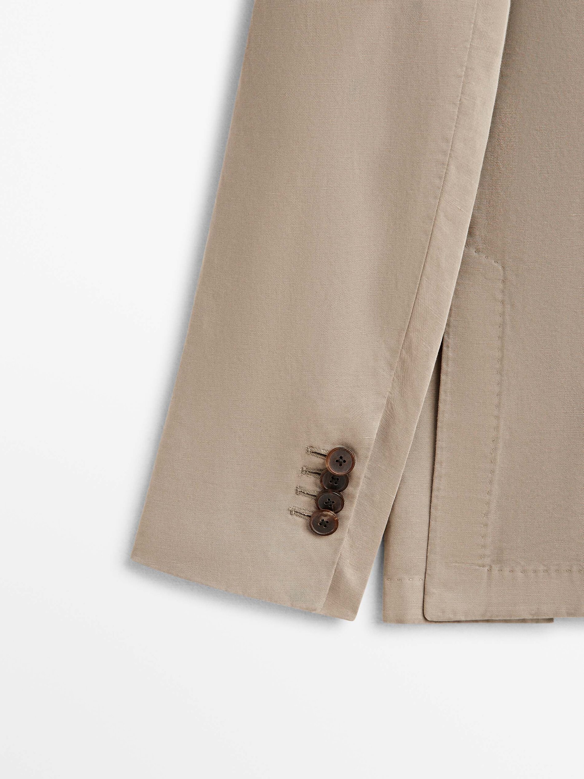 Americana tintada con lino y algodón - BEIGE