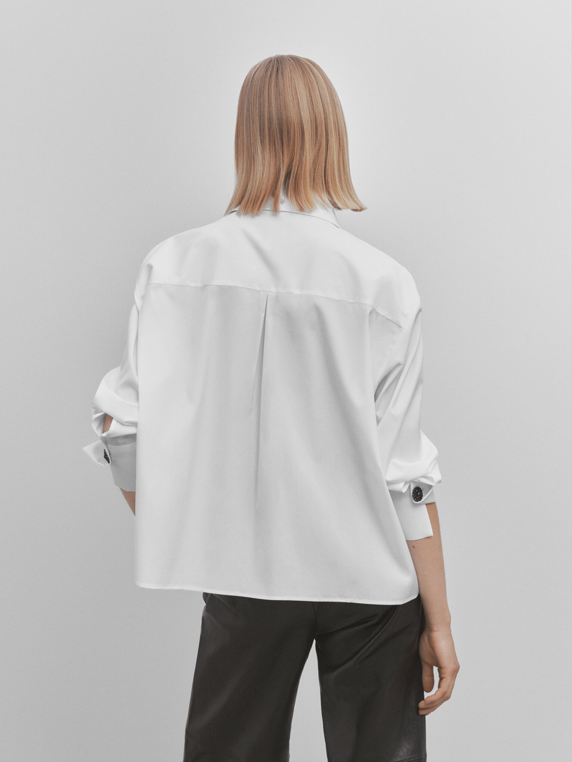 Camisa popelín detalle volante -Studio - BLANCO