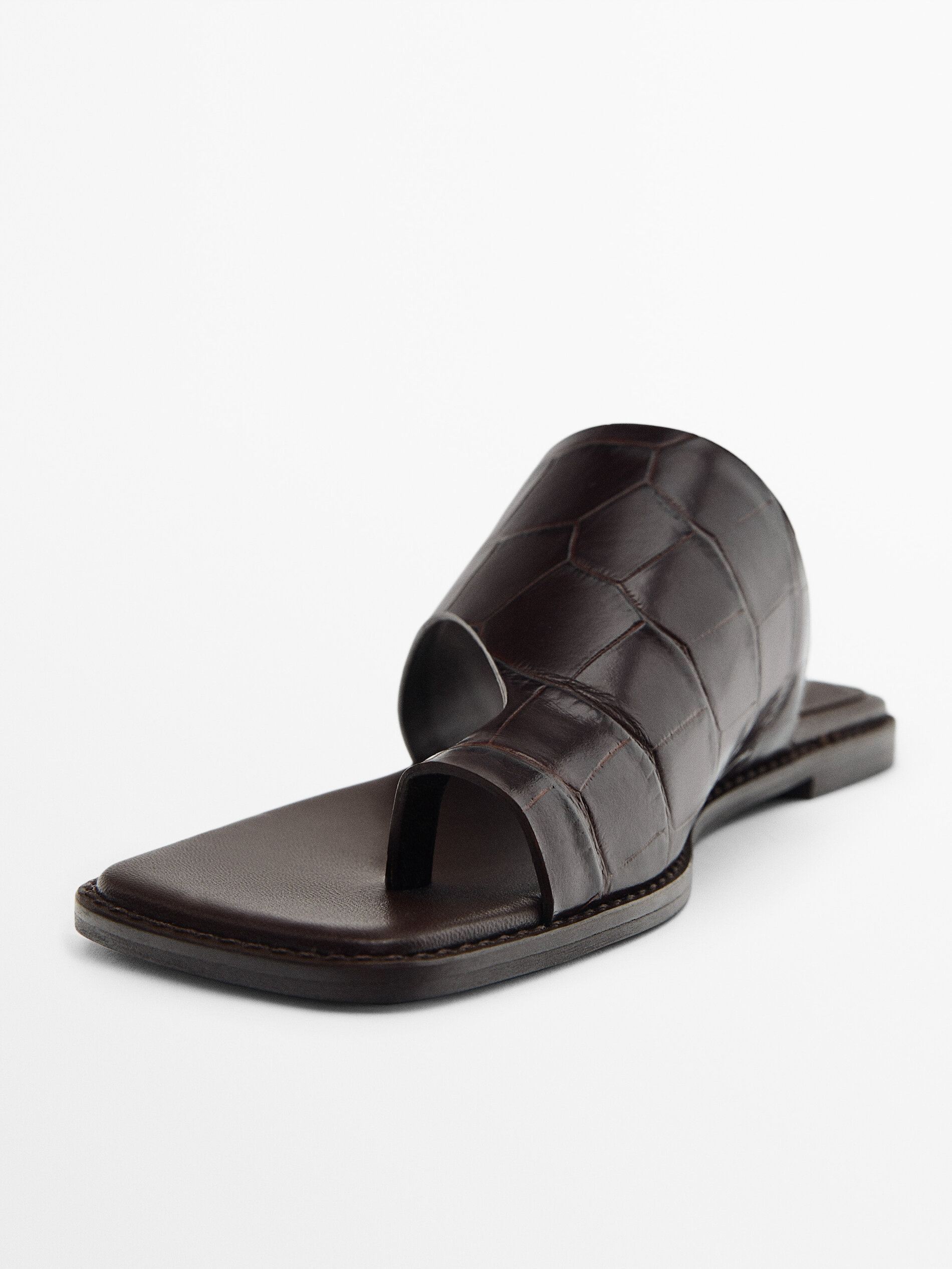 SANDALIA PLANA PIEL - MARRÓN