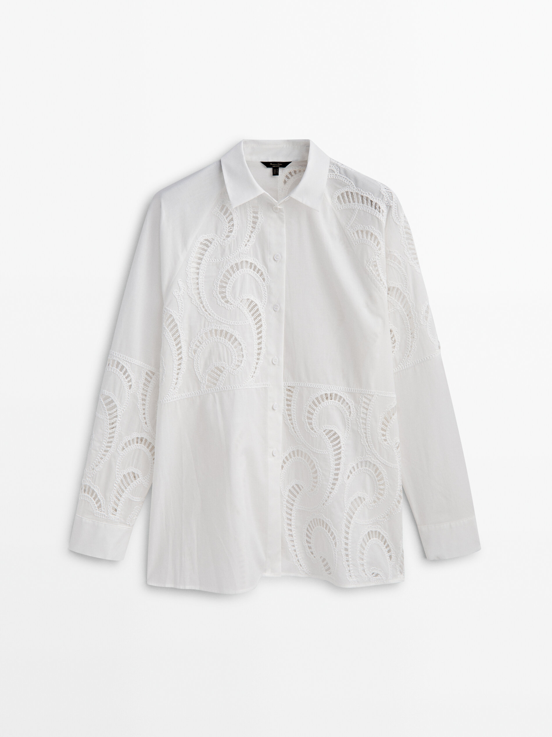 Camisa con algodón detalle crochet - BLANCO