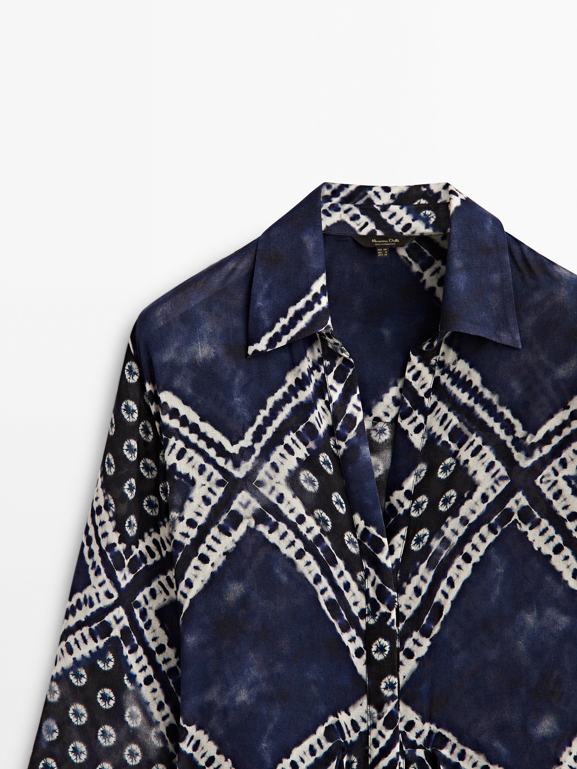 Vestido estampado detalle nudo - AZUL OSCURO