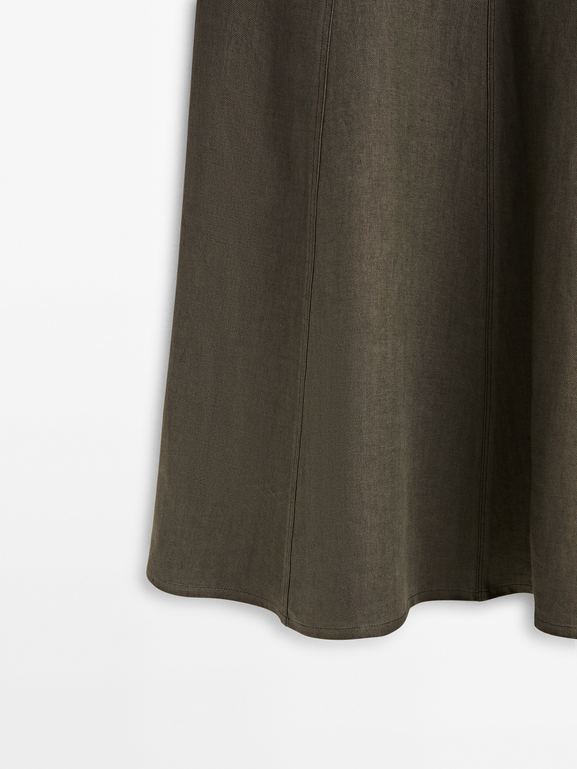 Falda mezcla lino algodón con vuelo - KAKI