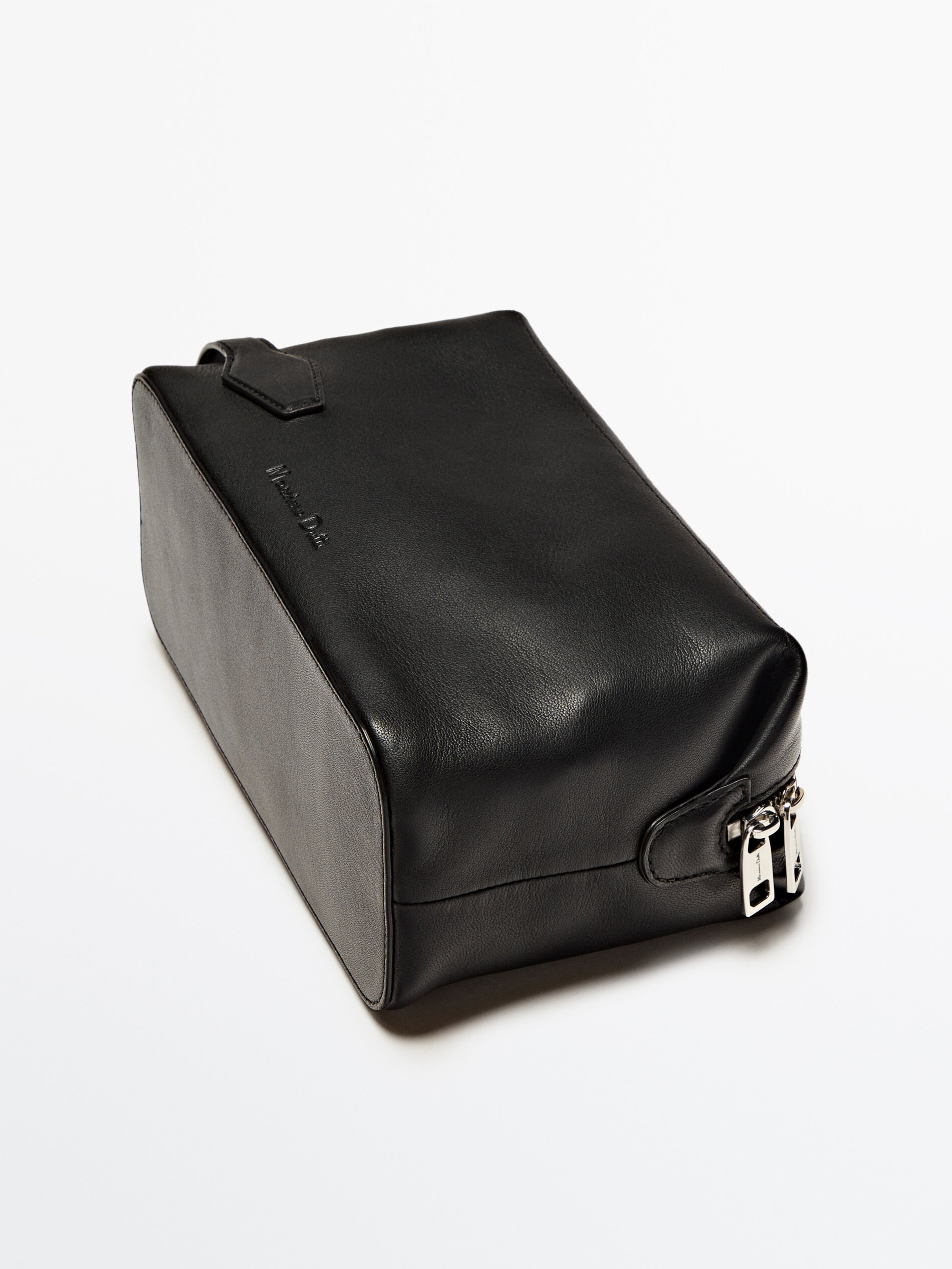 Neceser piel napa cremallera - NEGRO