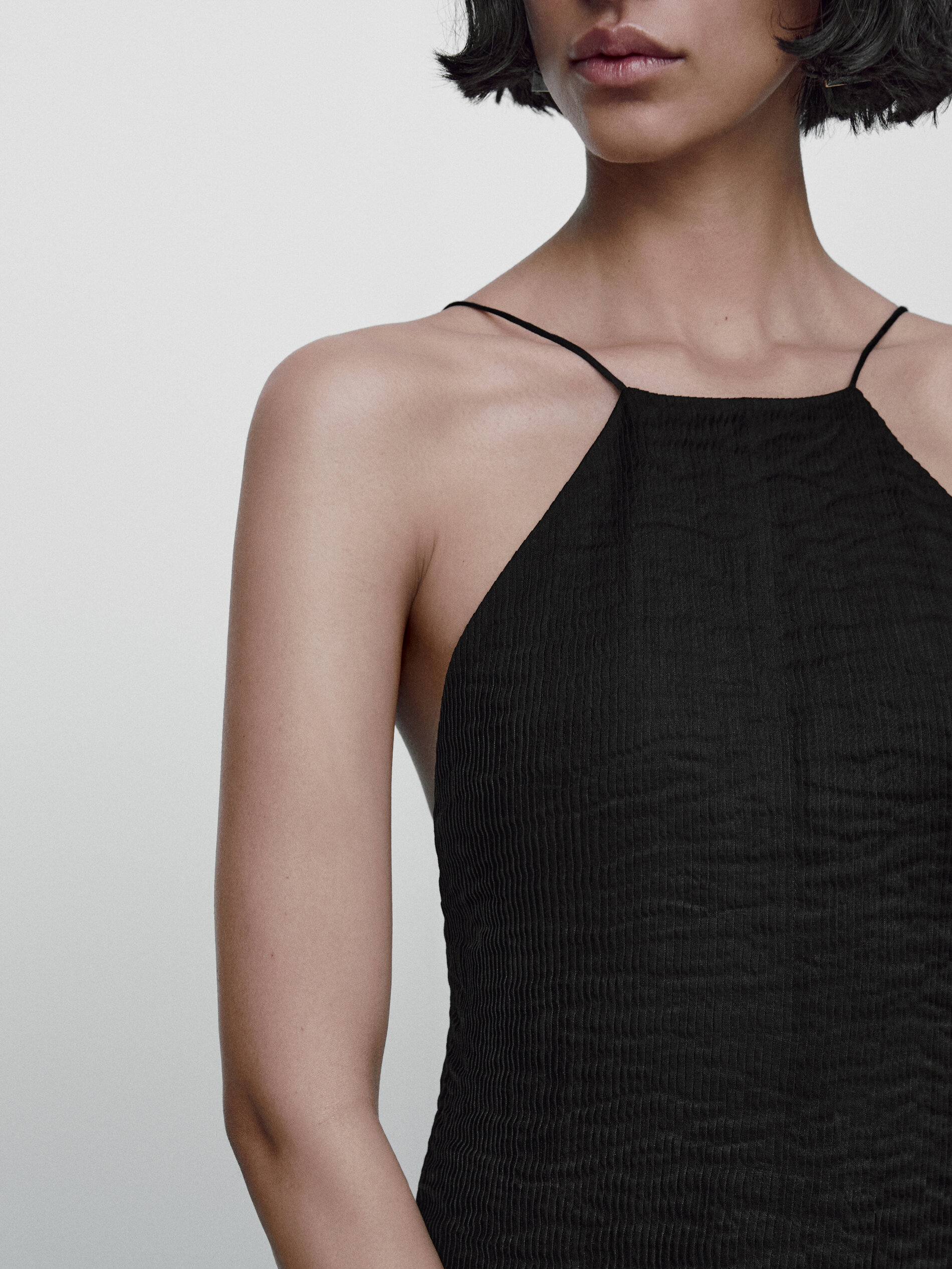 Vestido ramio pliegues Limited edition - NEGRO