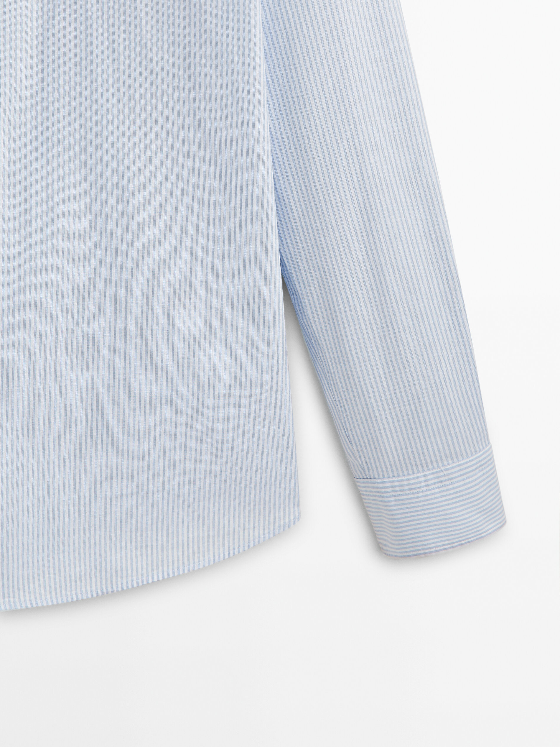 Camisa oxford rayas algodón slim fit - CELESTE