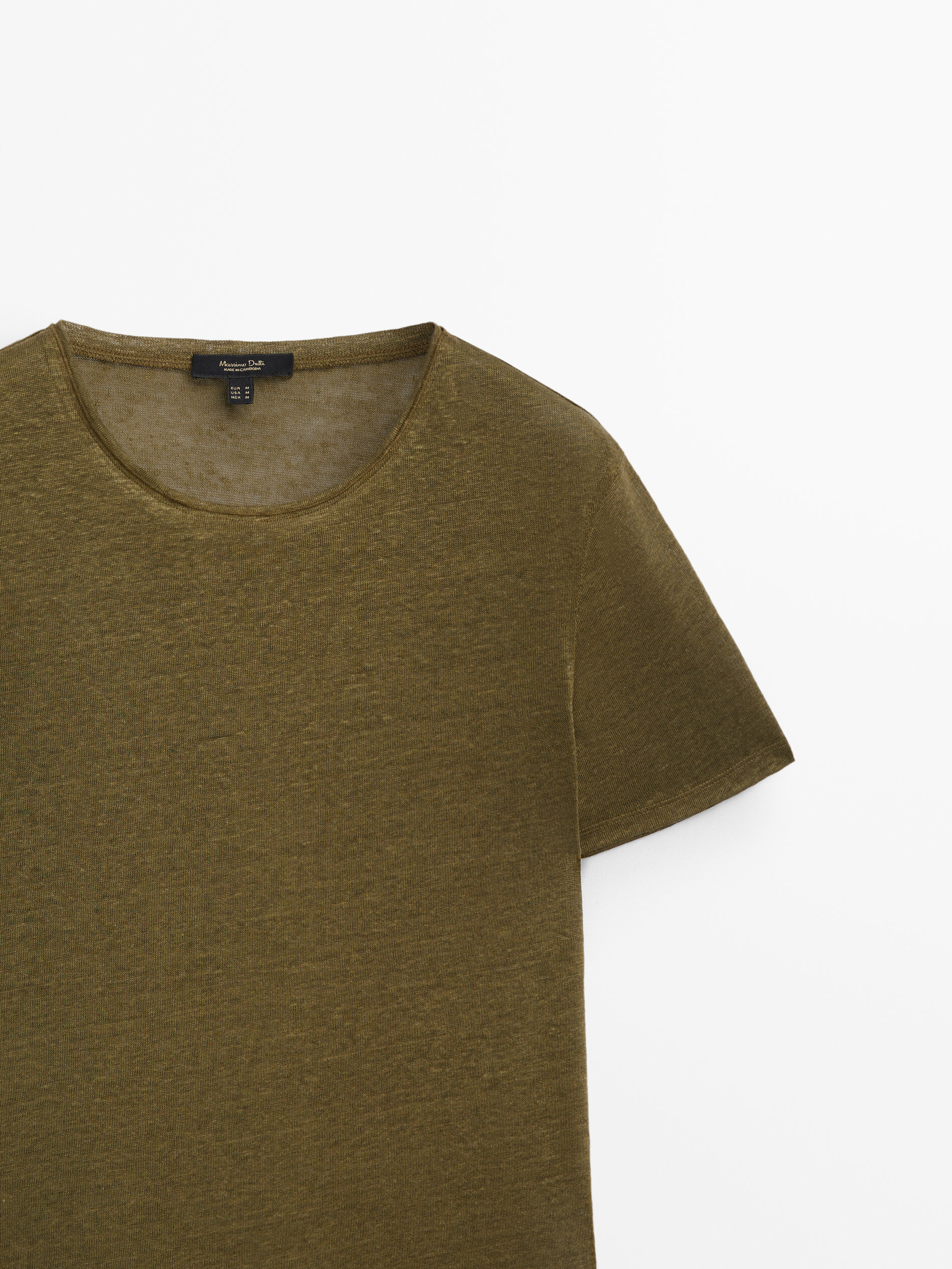 Camiseta manga corta 100% lino - KAKI