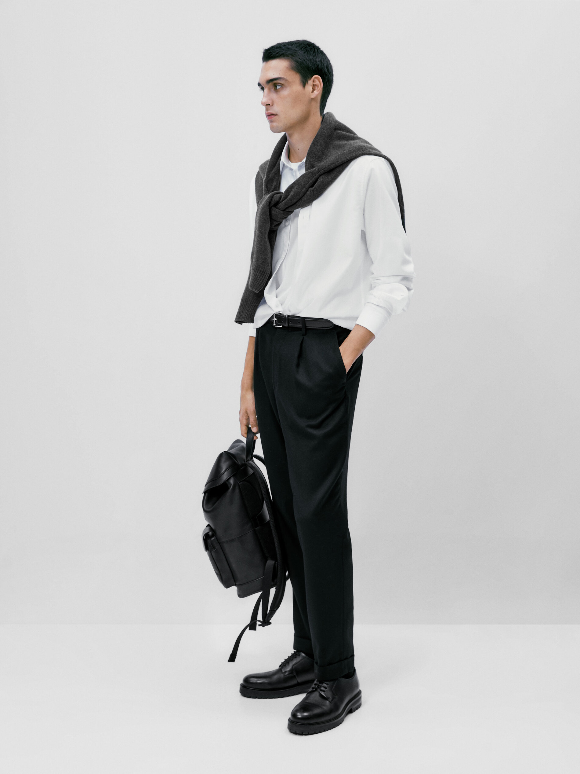 Camisa estructura micro cuadros regular fit - BLANCO