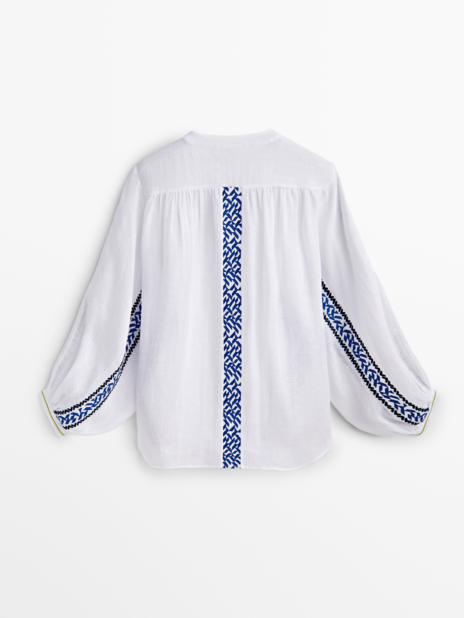 Camisa lino bordados - BLANCO