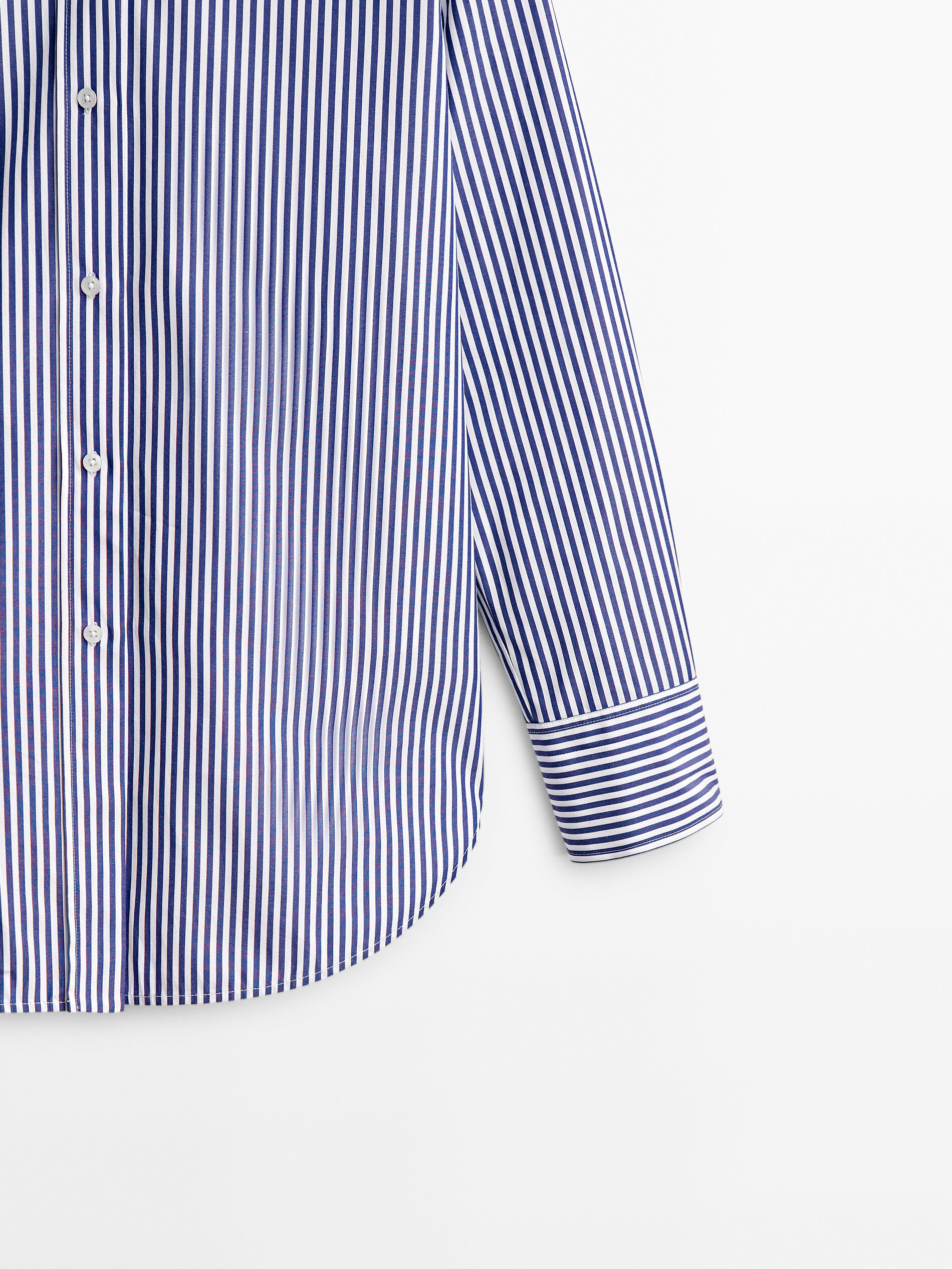 Camisa popelín algodón rayas - AZUL MARINO