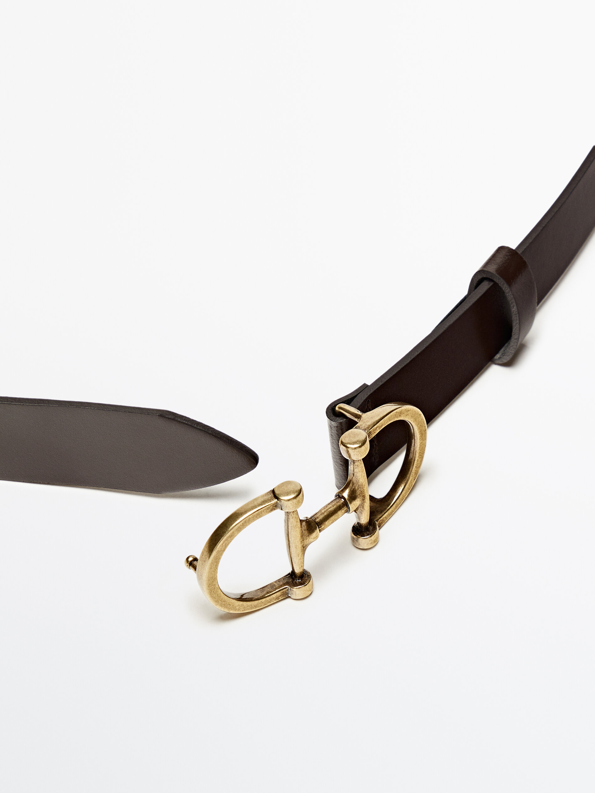 Cinturón piel doble hebilla - MARRÓN