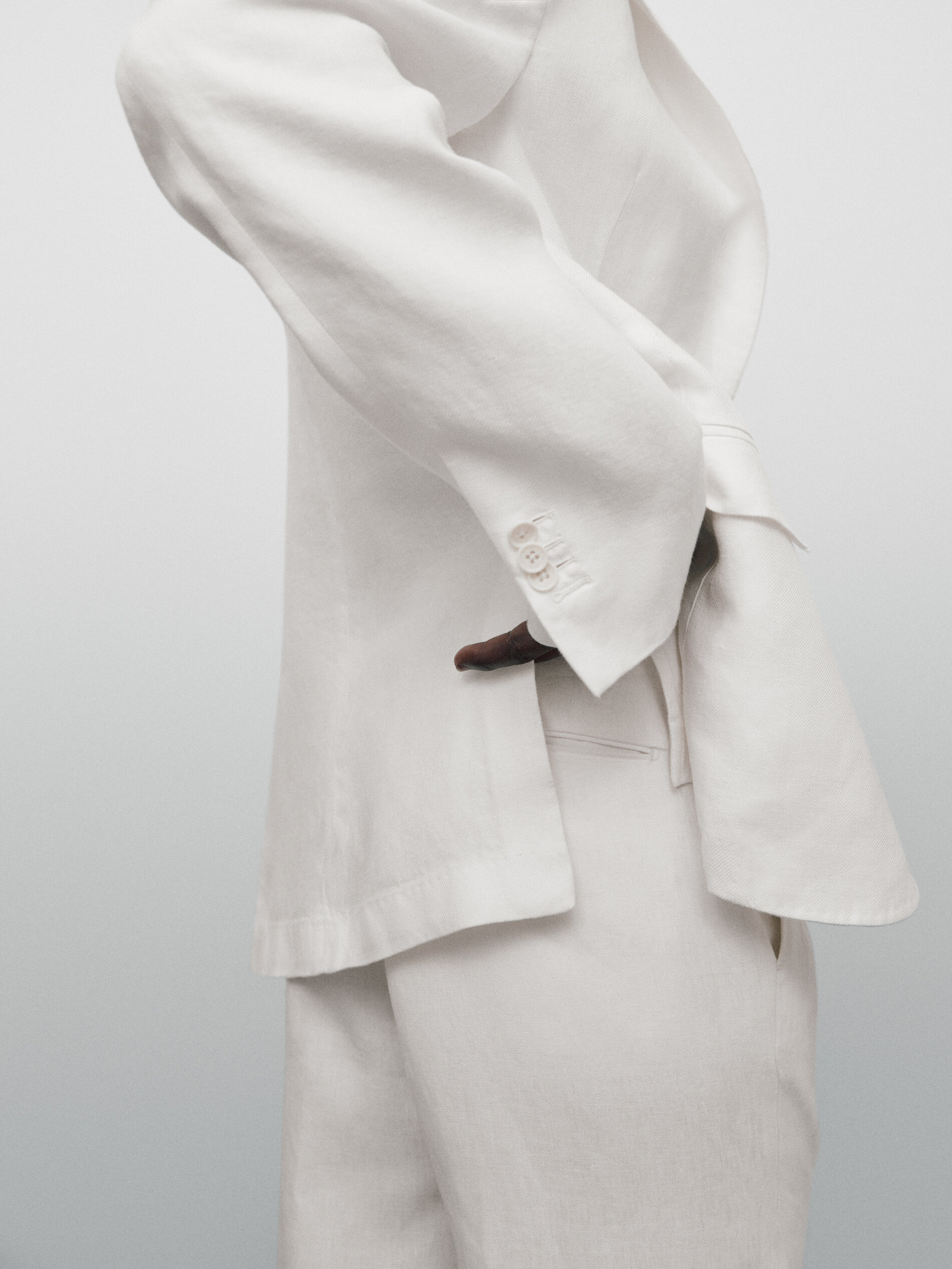 Pantalón lino pinzas relaxed fit Limited edition - BLANCO