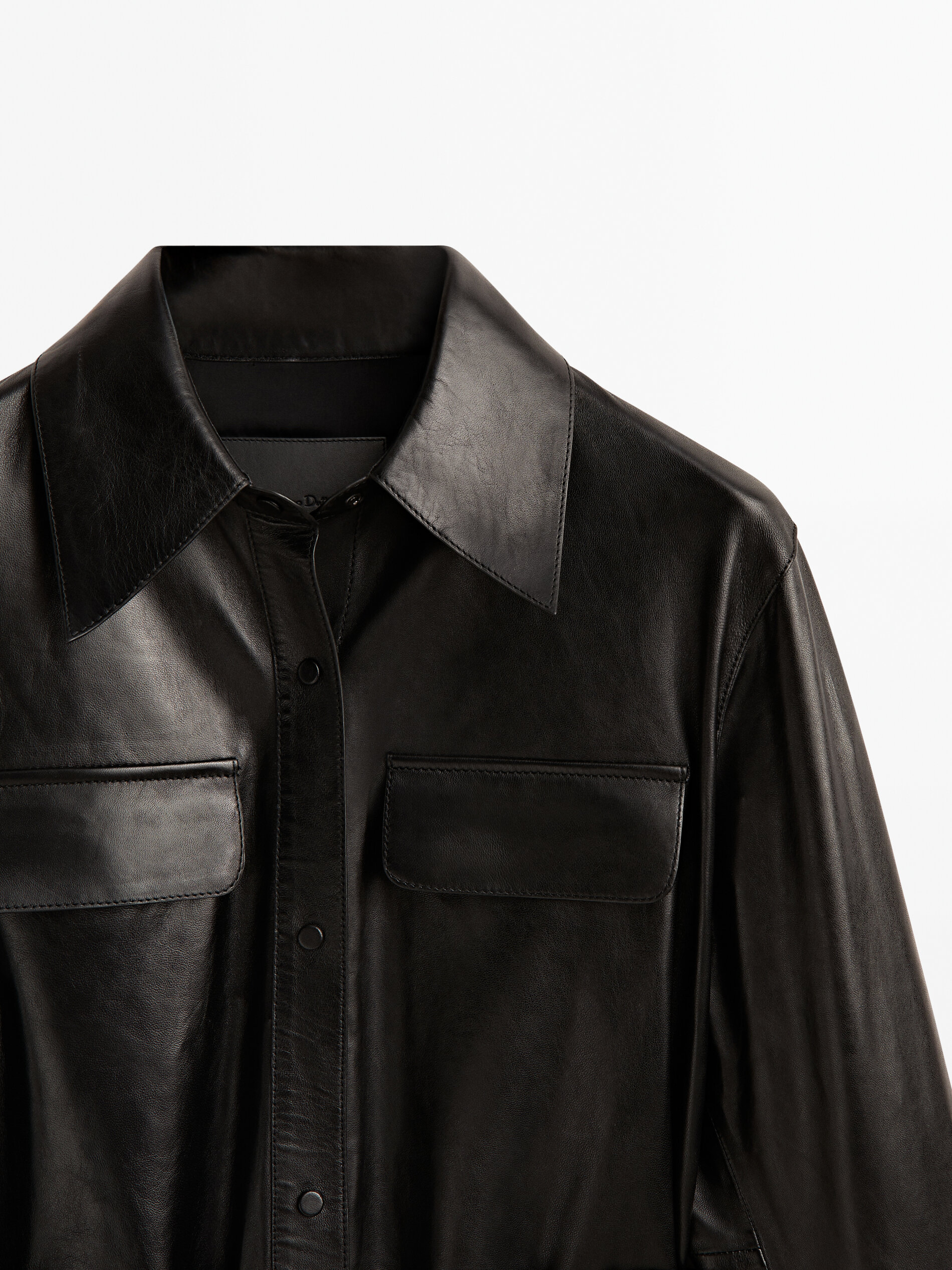 Vestido piel napa cinturón elástico - NEGRO