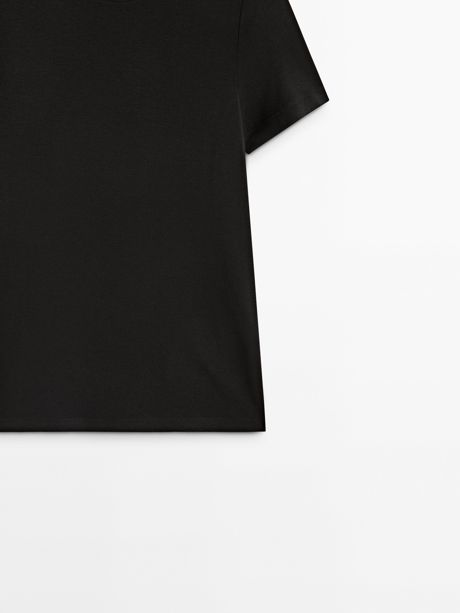 Camiseta manga corta mezcla modal cashmere - NEGRO