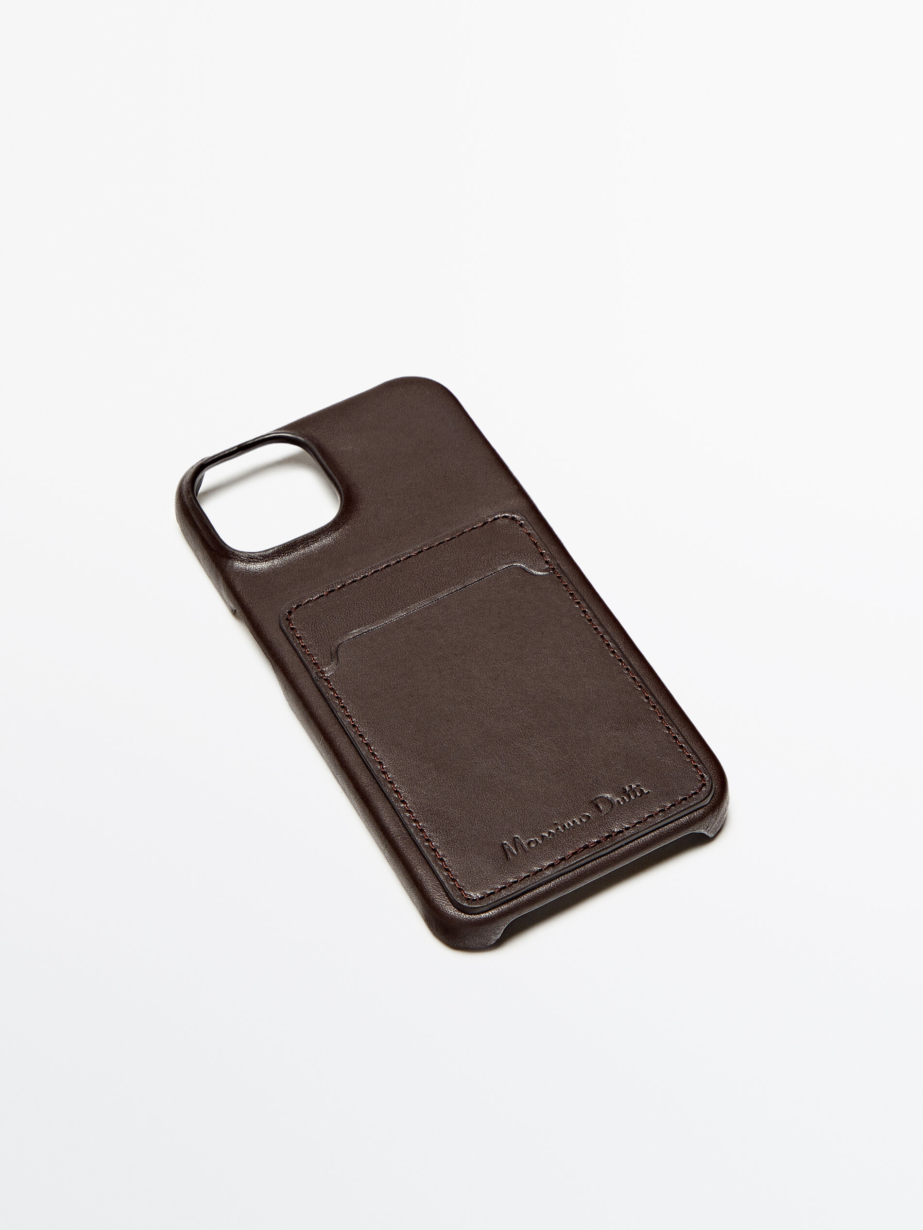 Funda Iphone 14 piel con tarjetero - MARRÓN