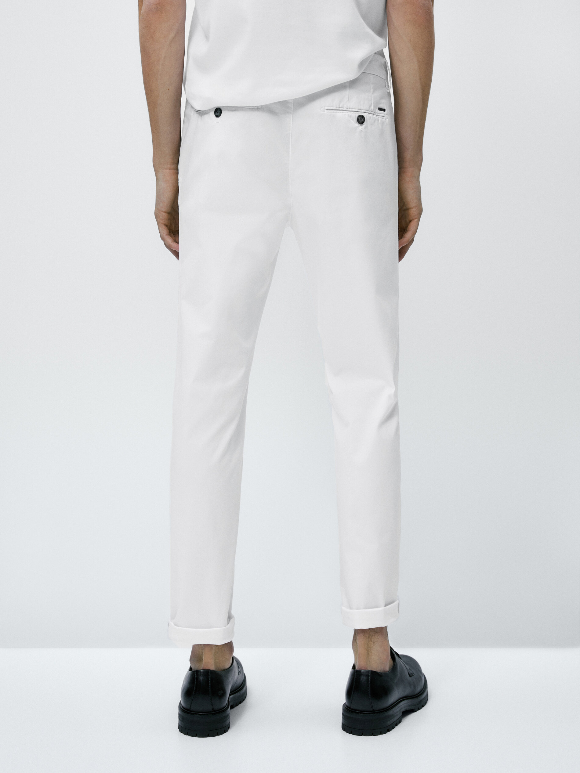 Pantalón chino mezcla algodón slim fit - BLANCO