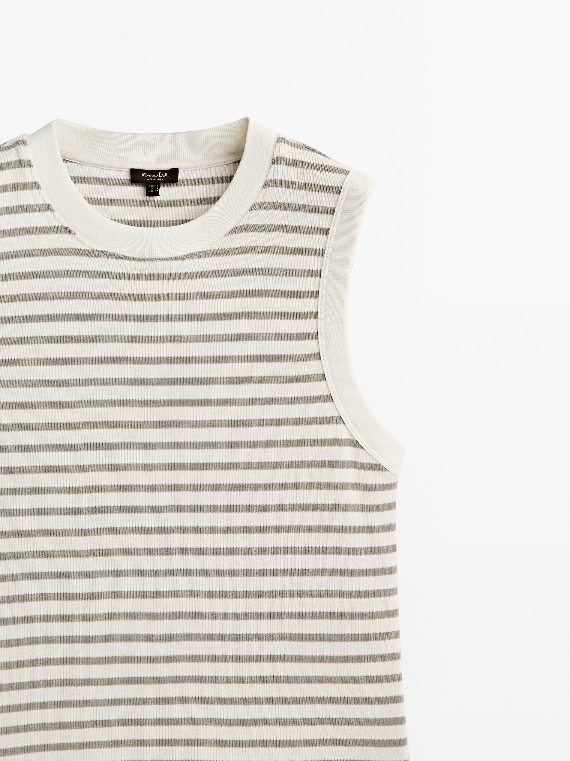 Camiseta rayas contraste sin mangas - GRIS