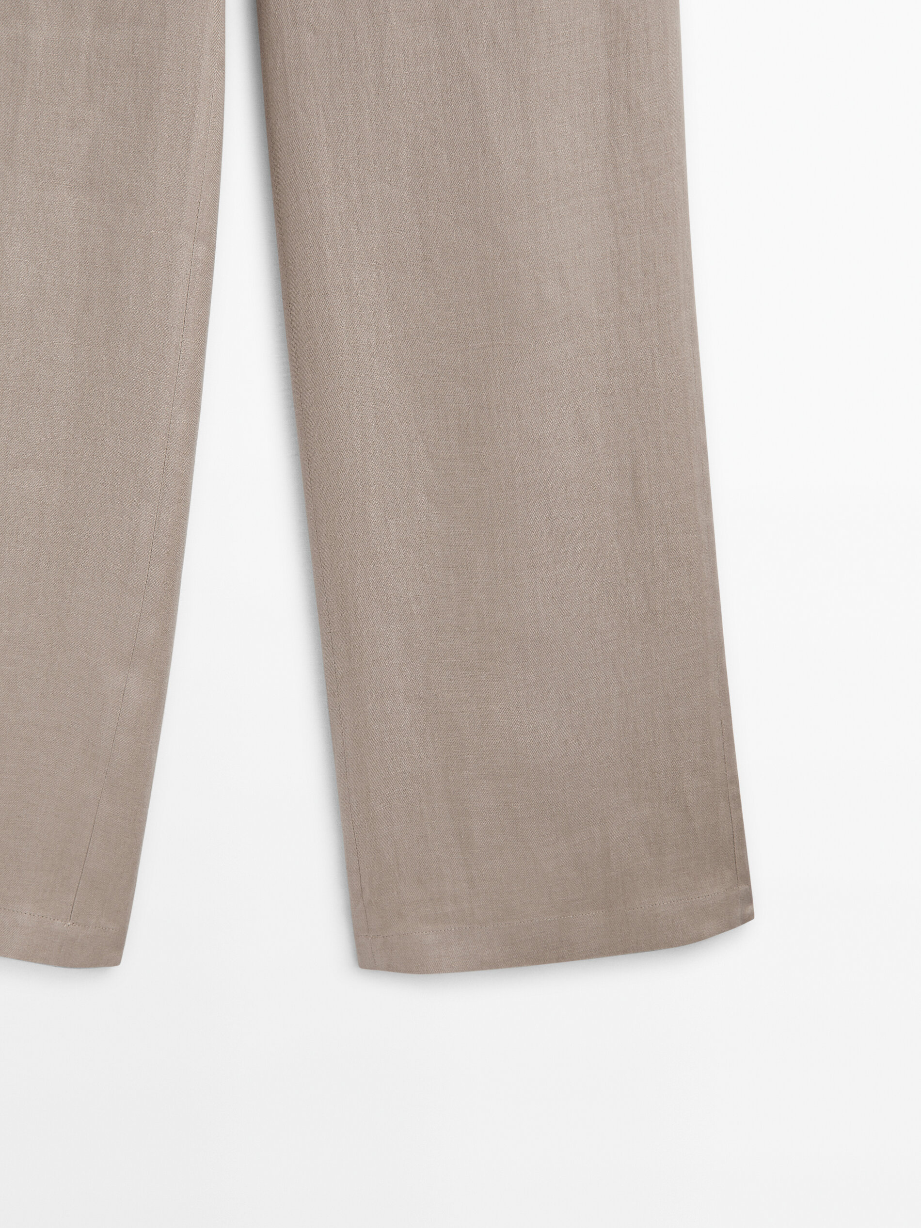 Pantalón traje 100% lino corte recto - VISÓN