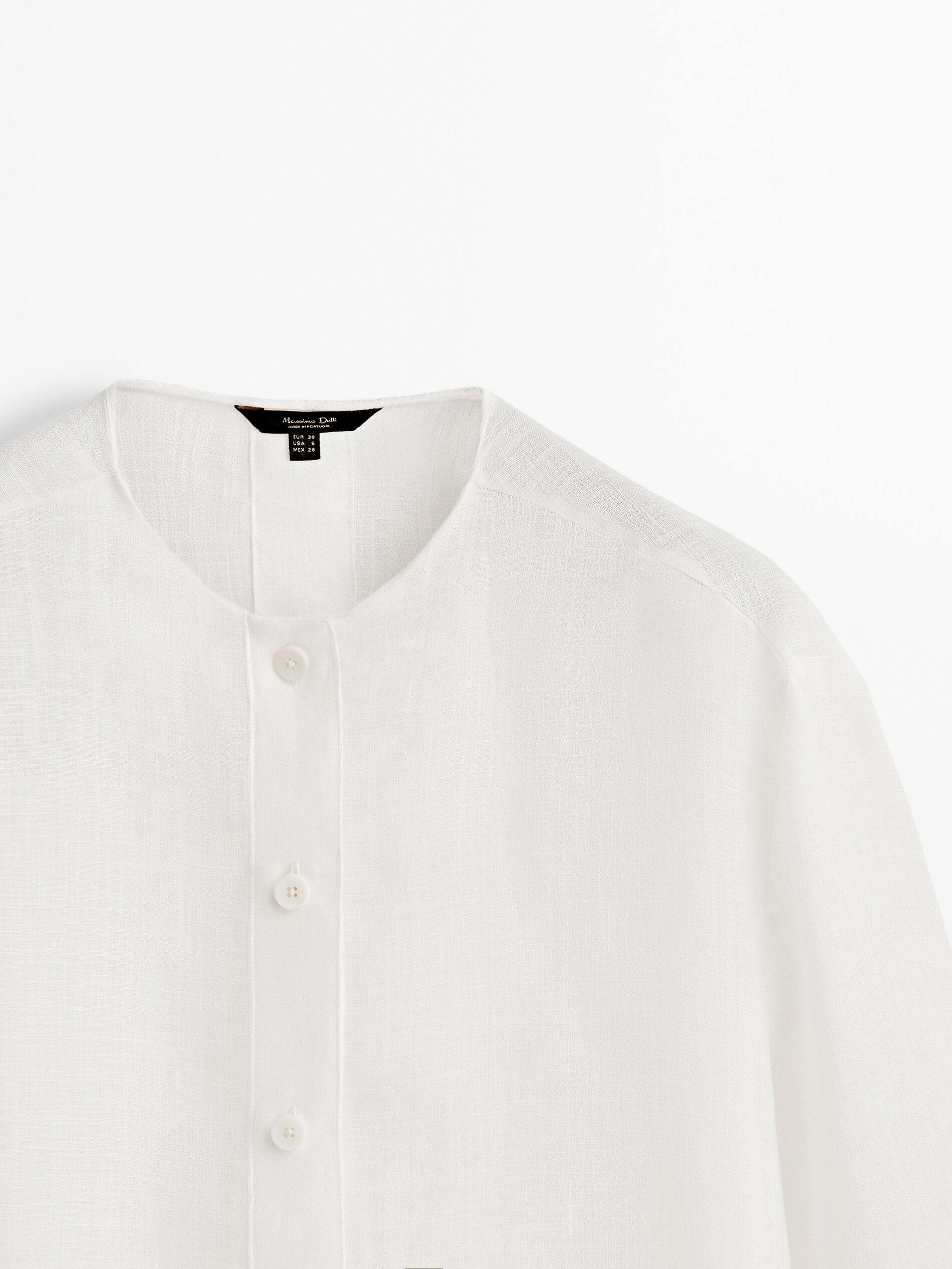 Camisa mezcla lino botones Limited Edition - BLANCO