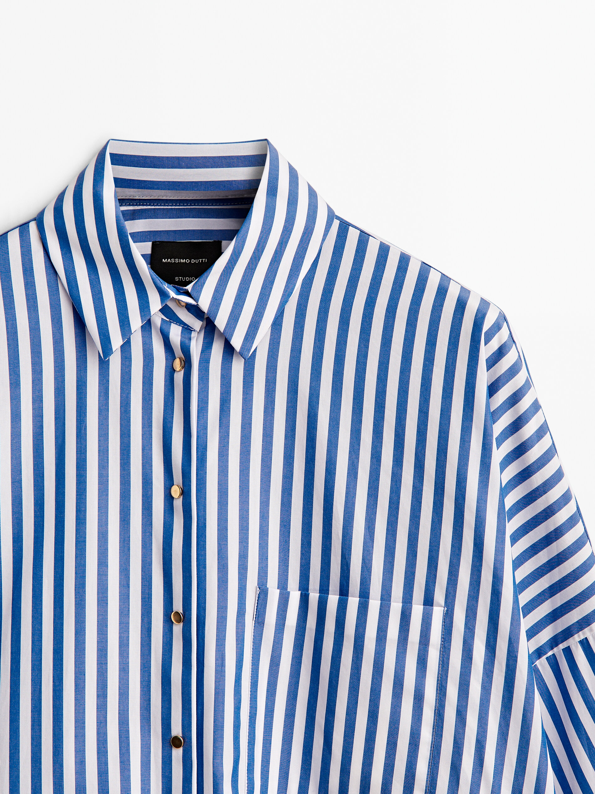 Camisa rayas popelín snaps -Studio - AZUL