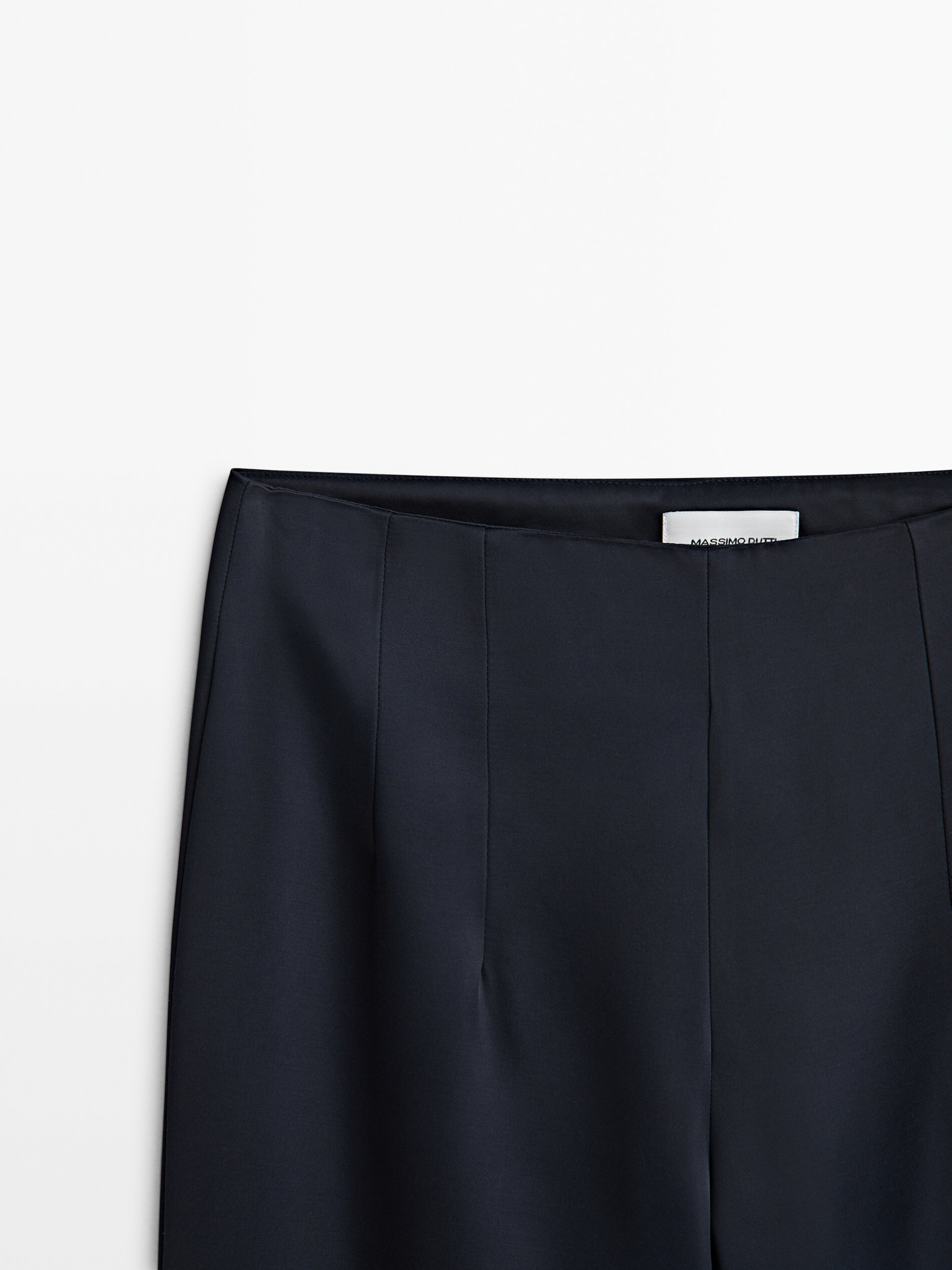 Pantalón satinado recto azul marino - AZUL MARINO