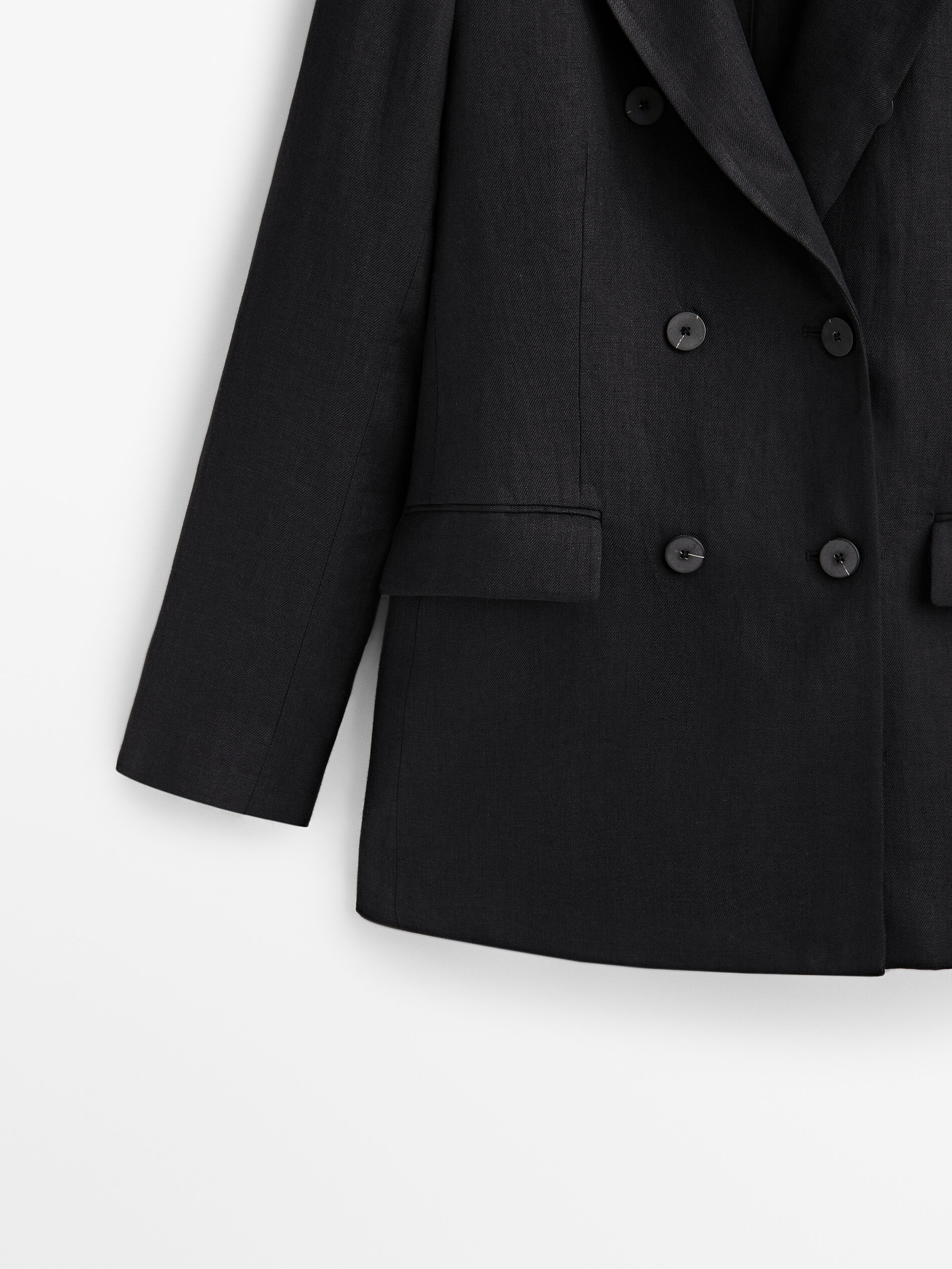 Americana traje cruzada 100% lino - NEGRO