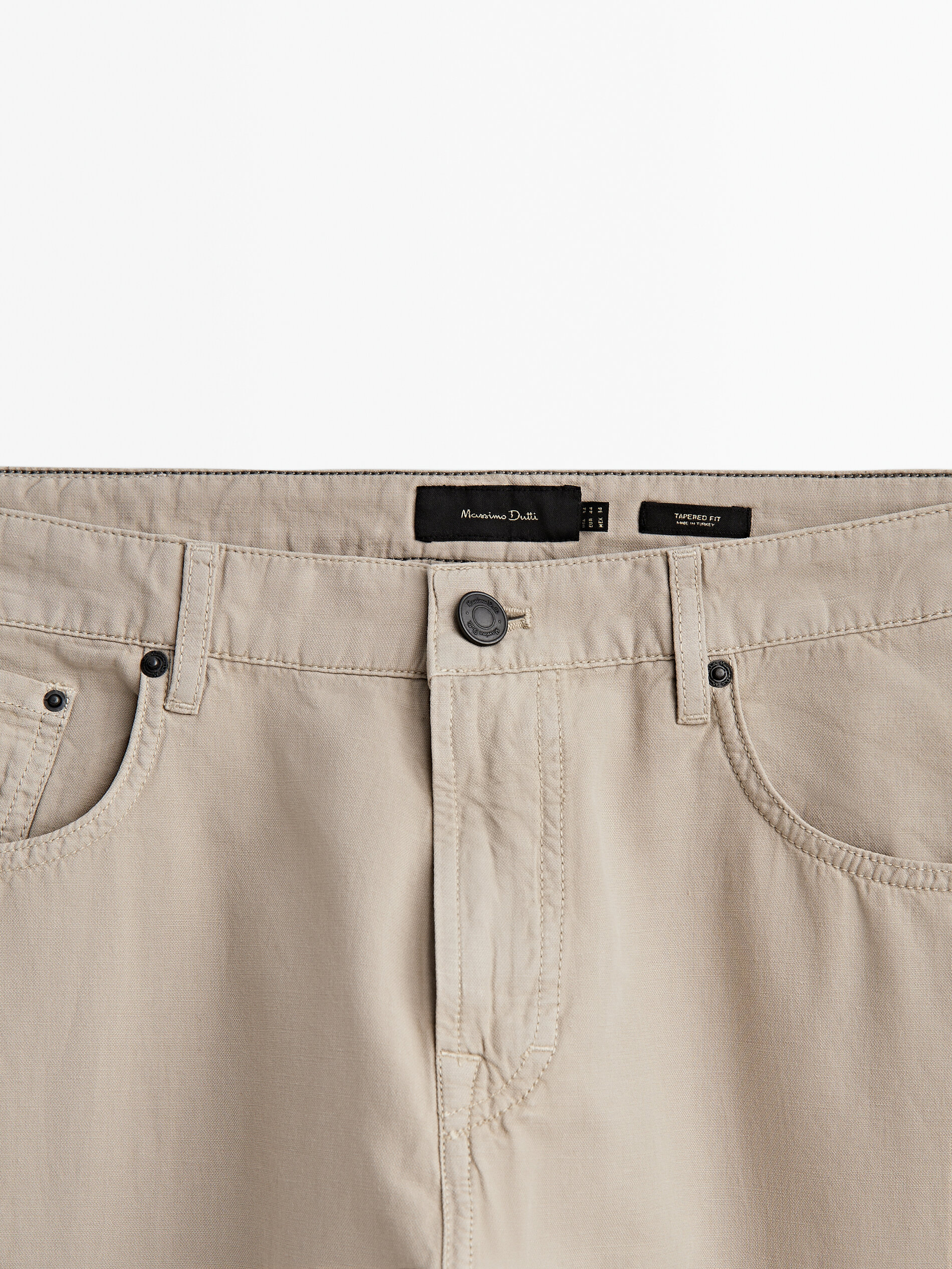 Pantalón vaquero tapered fit - BEIGE