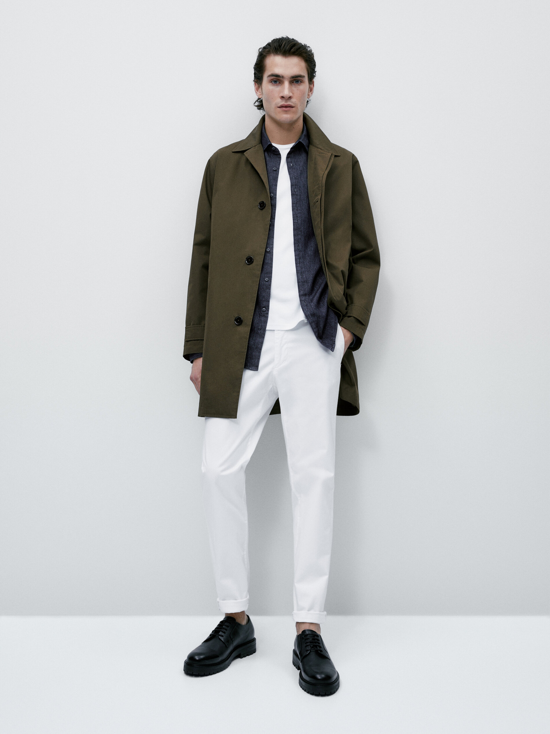 Pantalón chino mezcla algodón slim fit - BLANCO