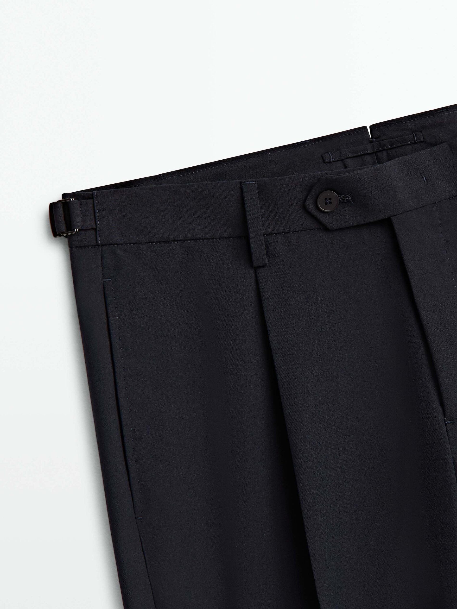 Pantalón traje con lana y algodón - AZUL MARINO