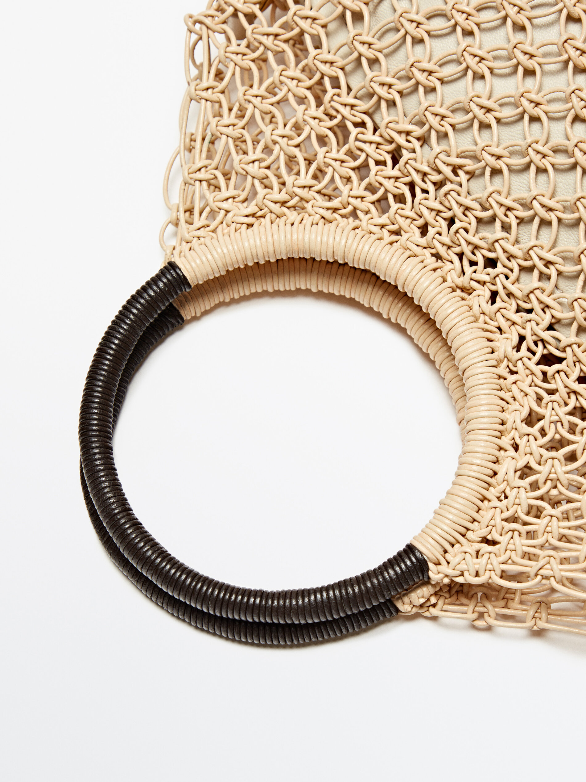 Bolso mini shopper trenzado tubular - BLANCO