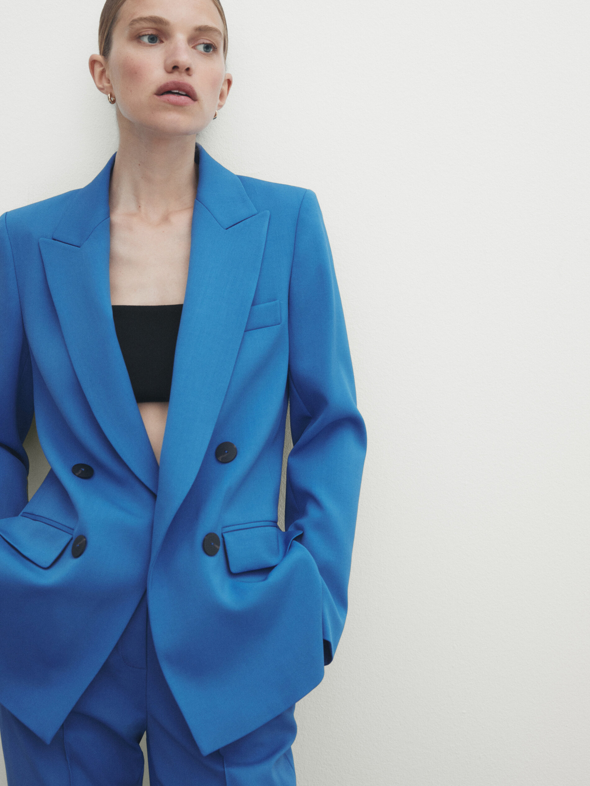 Americana traje mezcla lana dos botones - AZUL