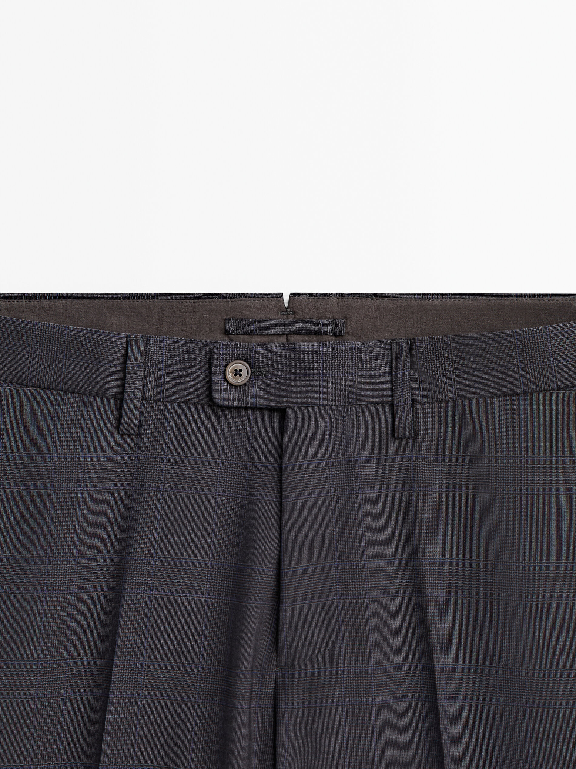 Pantalón traje lana super 120's cuadros - GRIS