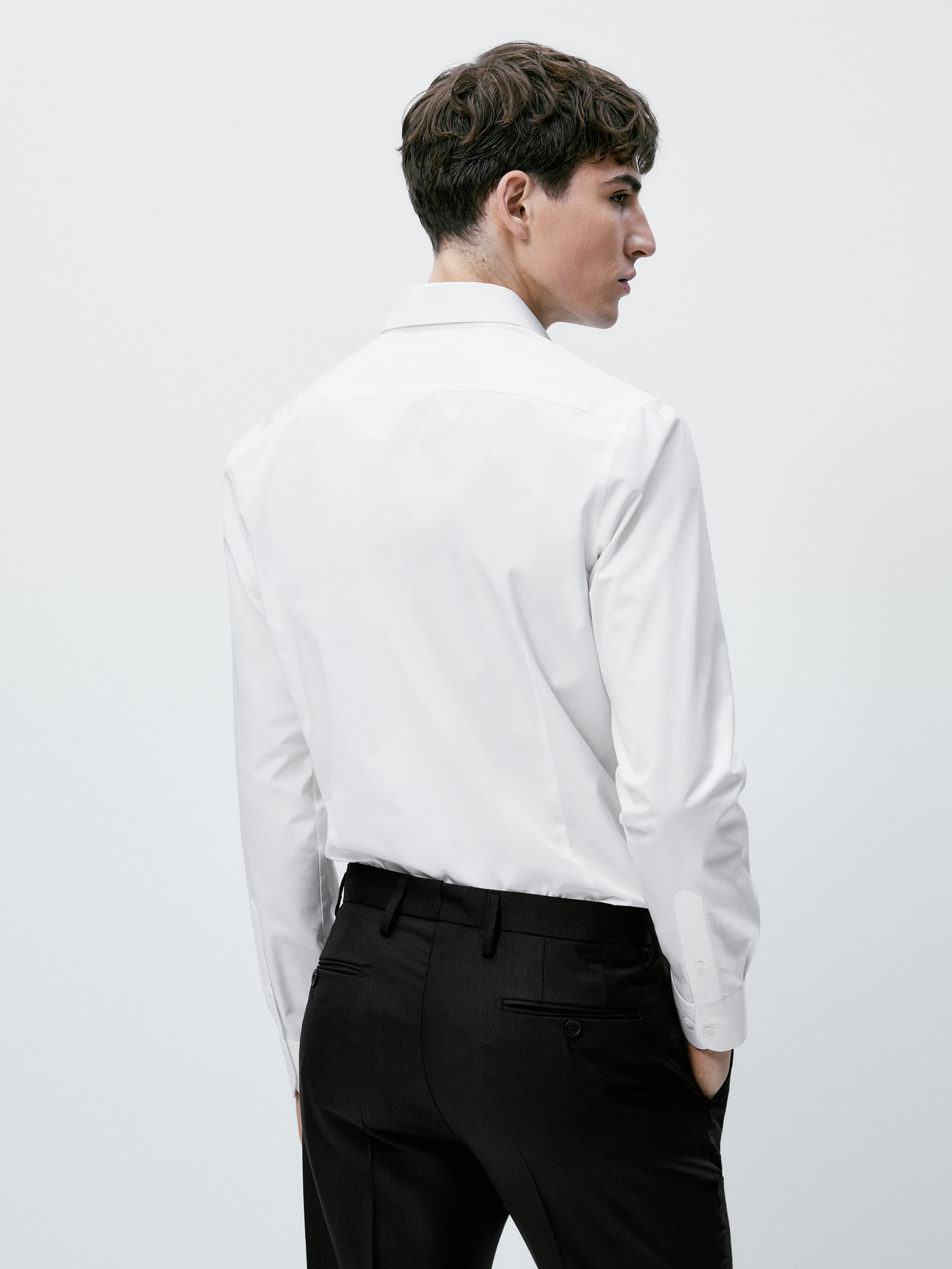Camisa popelín algodón slim fit - BLANCO