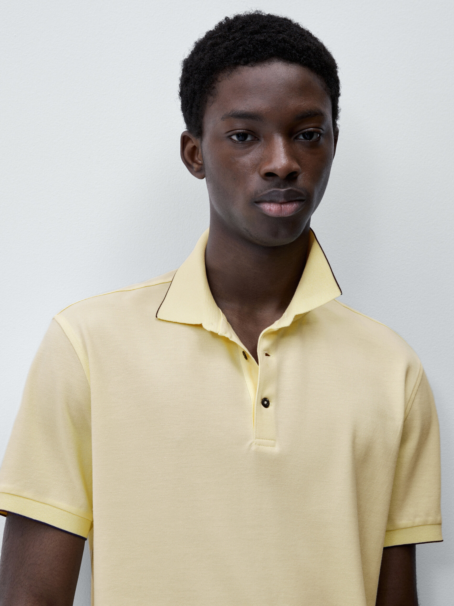 Polo piqué 100 % algodón contraste - AMARILLO