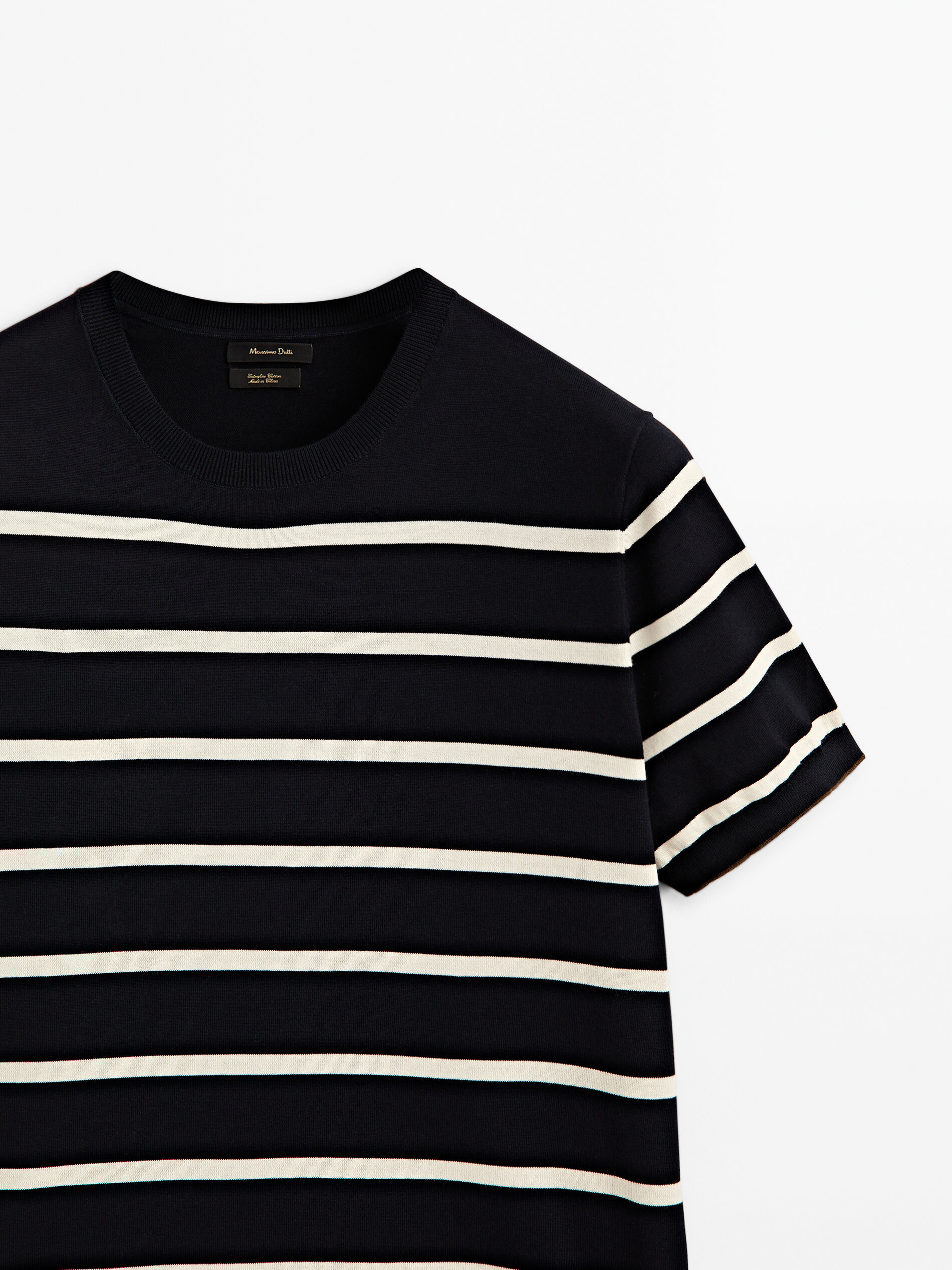 Jersey de punto rayas cuello redondo - AZUL MARINO