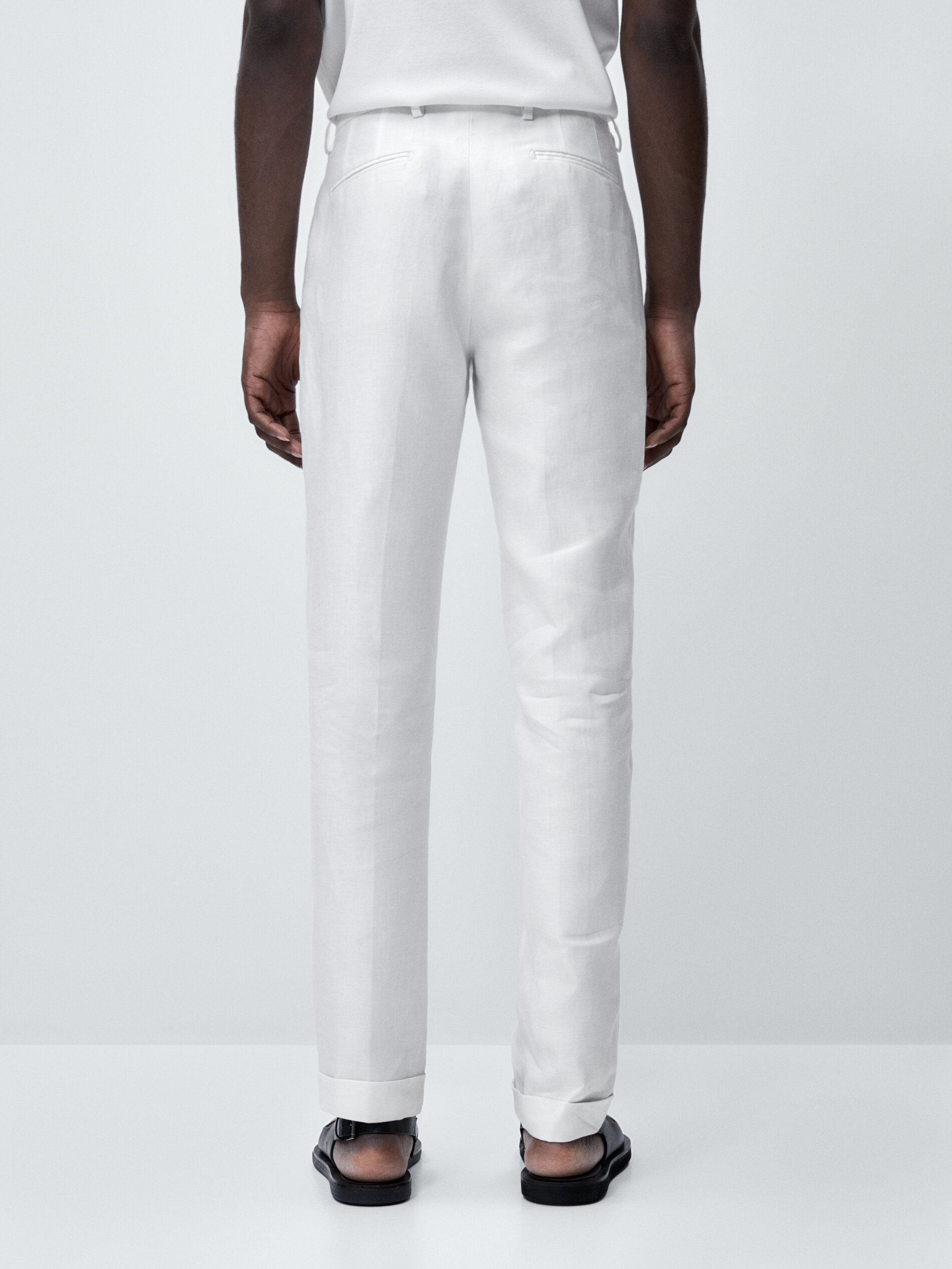 Pantalón traje 100% lino - BLANCO