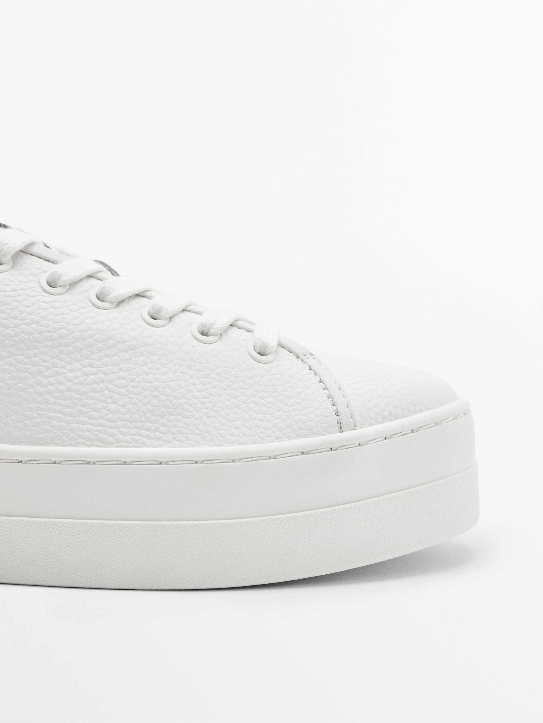 Deportiva piel plataforma - BLANCO