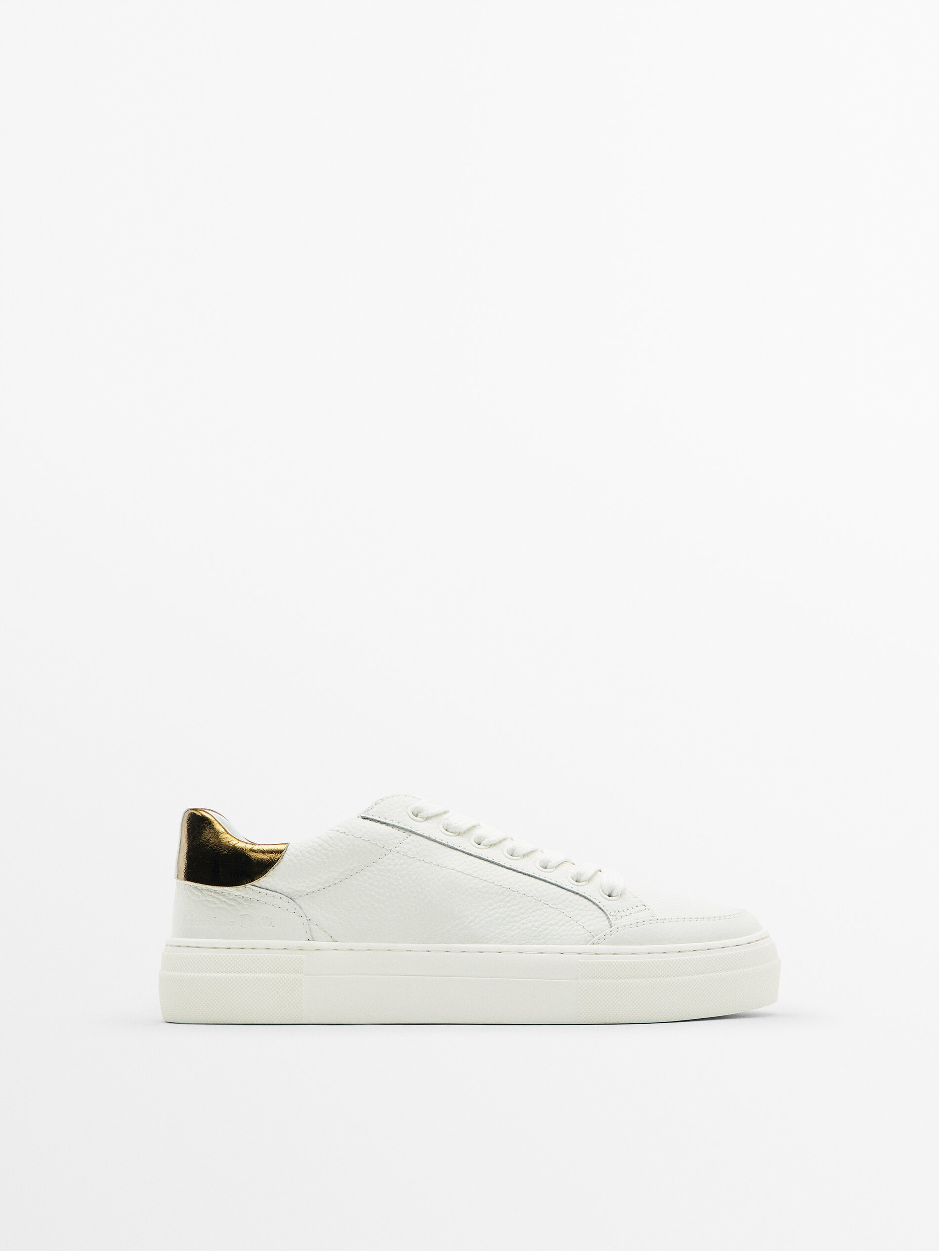 Deportivo piel talón laminado - BLANCO