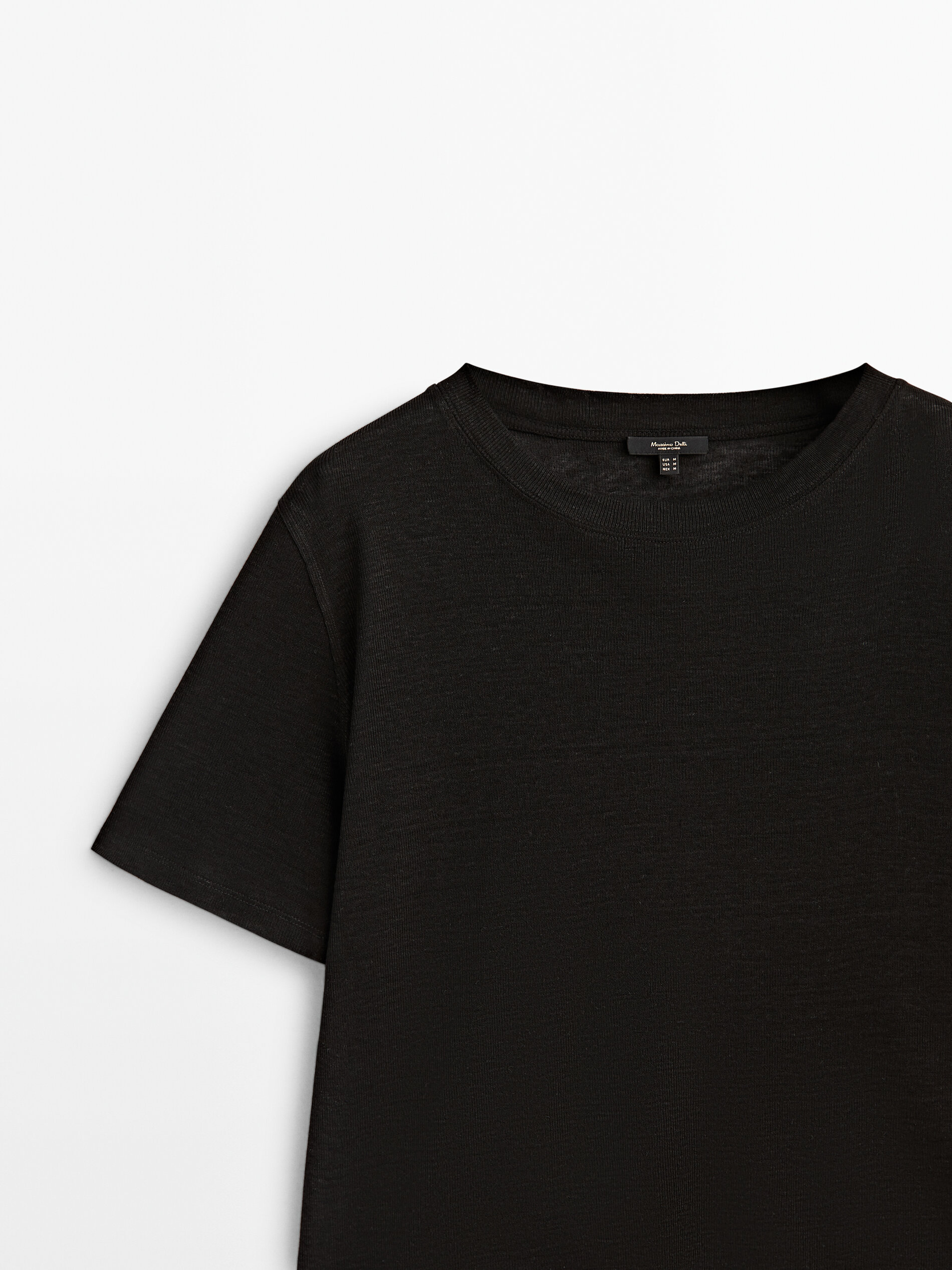 Camiseta manga corta 100% lino - NEGRO