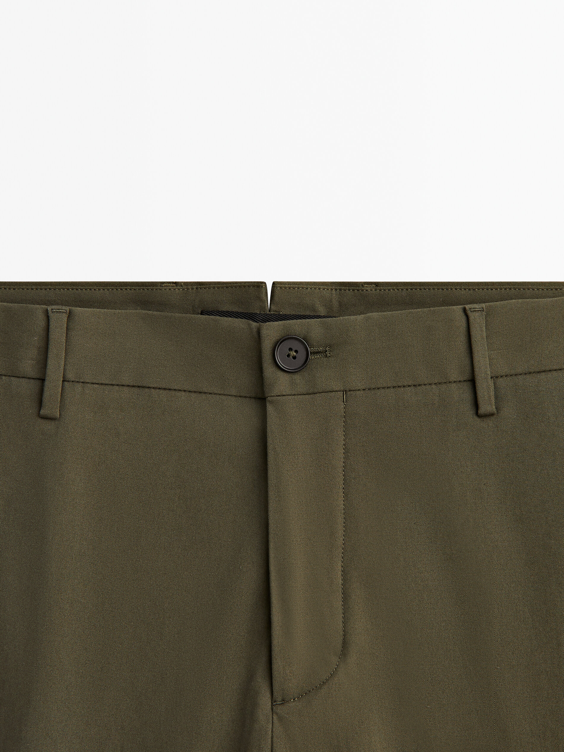 Pantalón traje mezcla algodón stretch -Studio - KAKI OSCURO