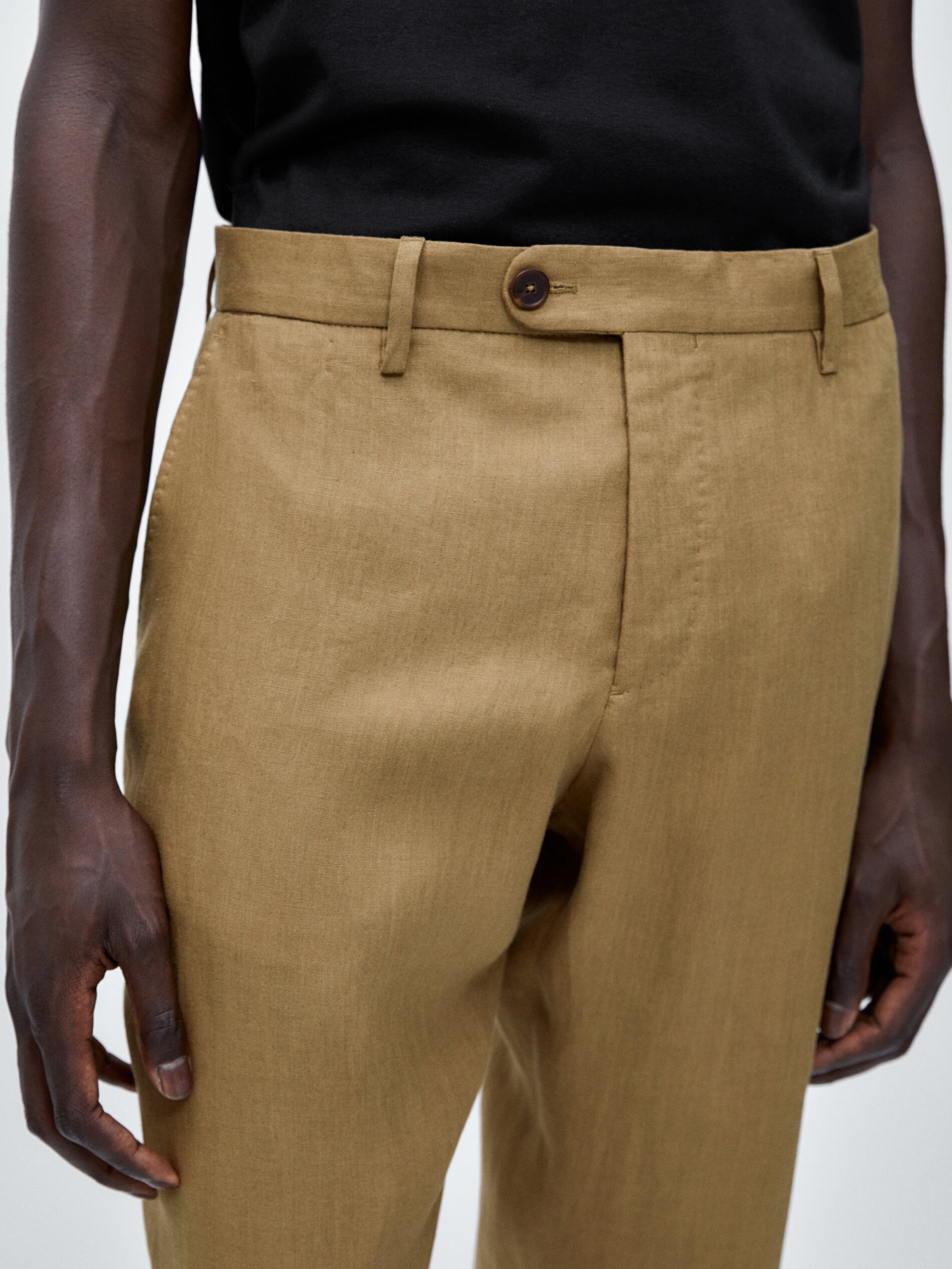 Pantalón traje 100% lino - BEIGE