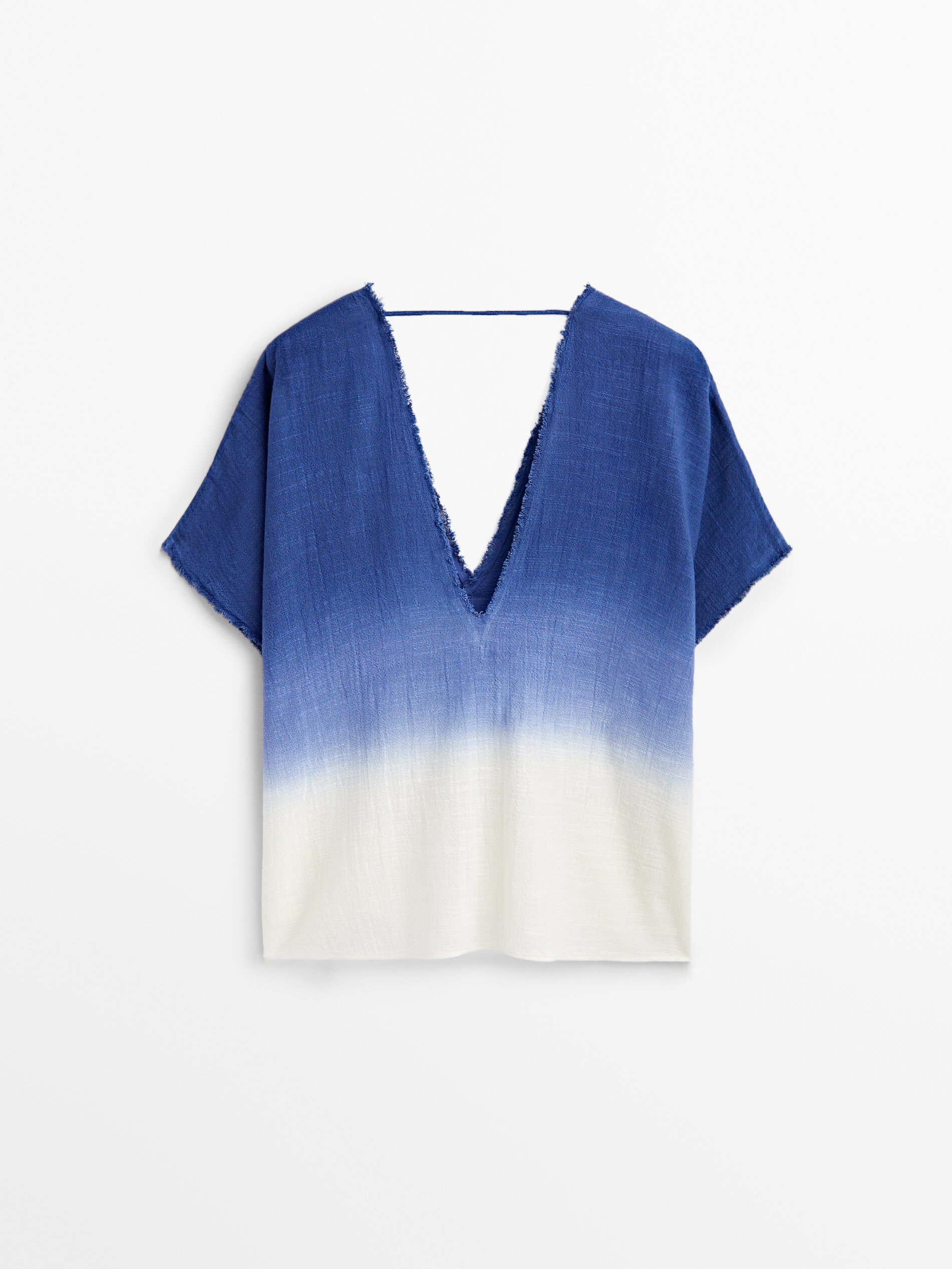 Camisa rústica degradado manga corta - CELESTE