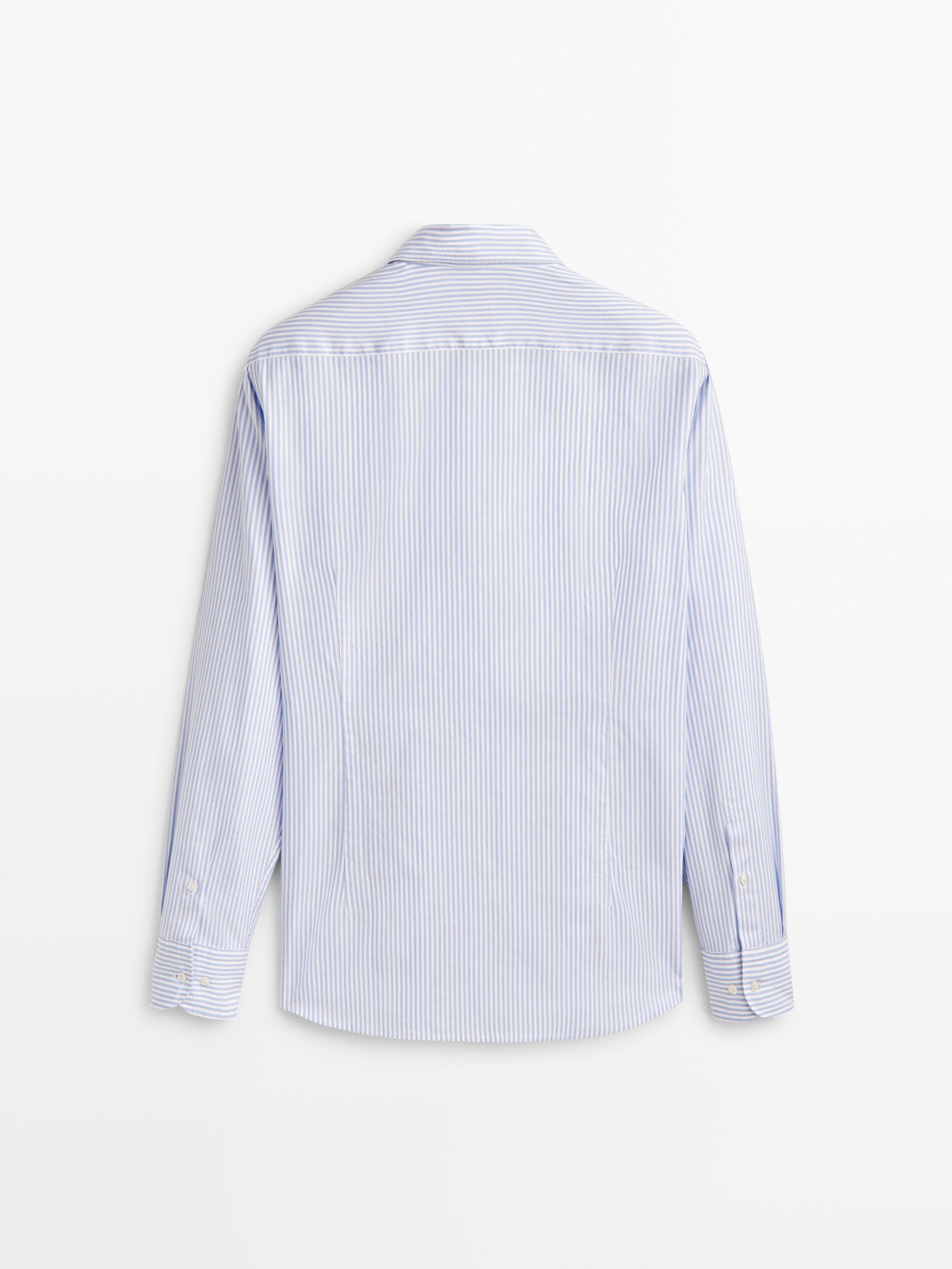 Camisa oxford rayas algodón slim fit - CELESTE