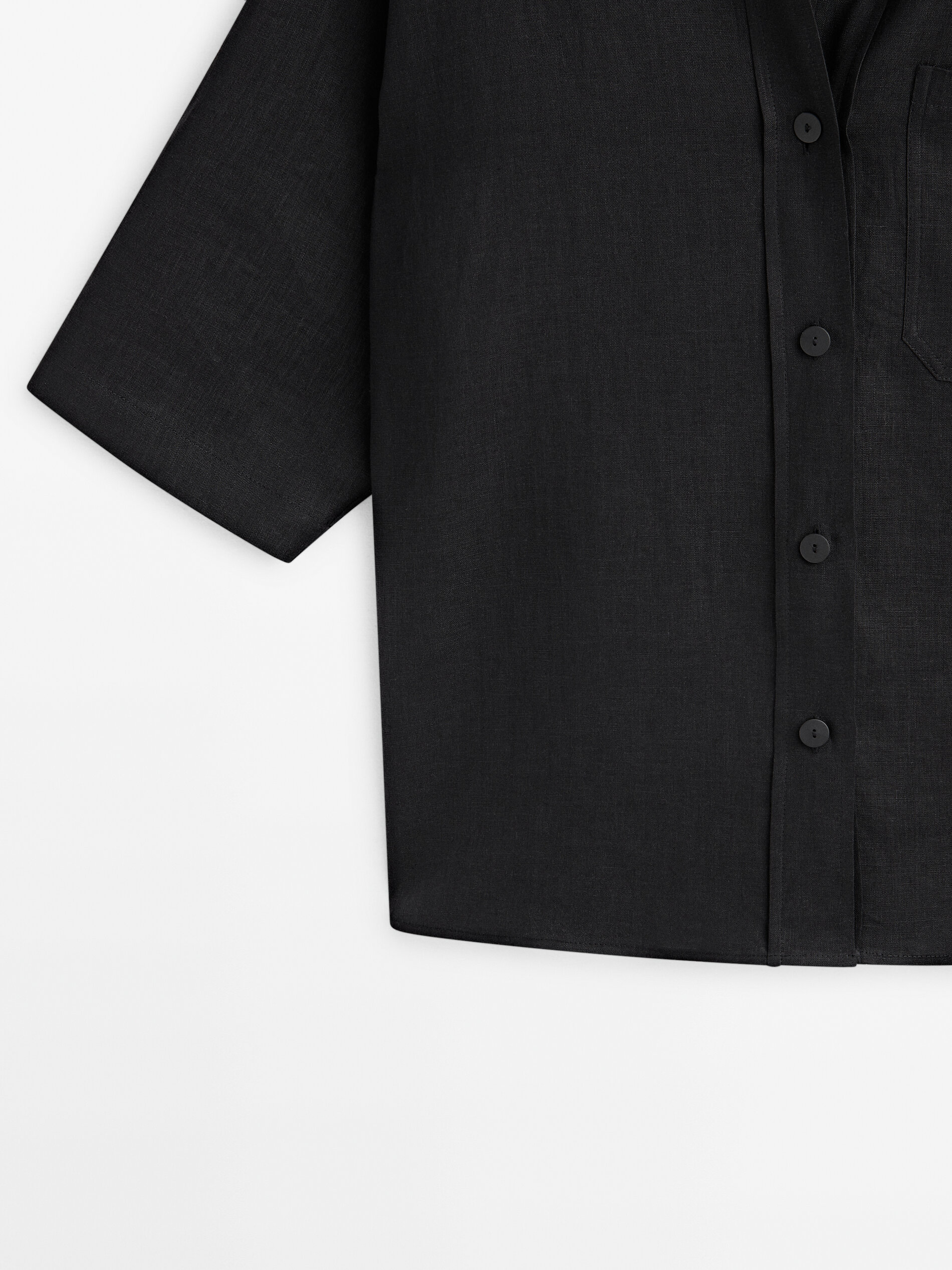 Sobrecamisa lino pliegue espalda - NEGRO