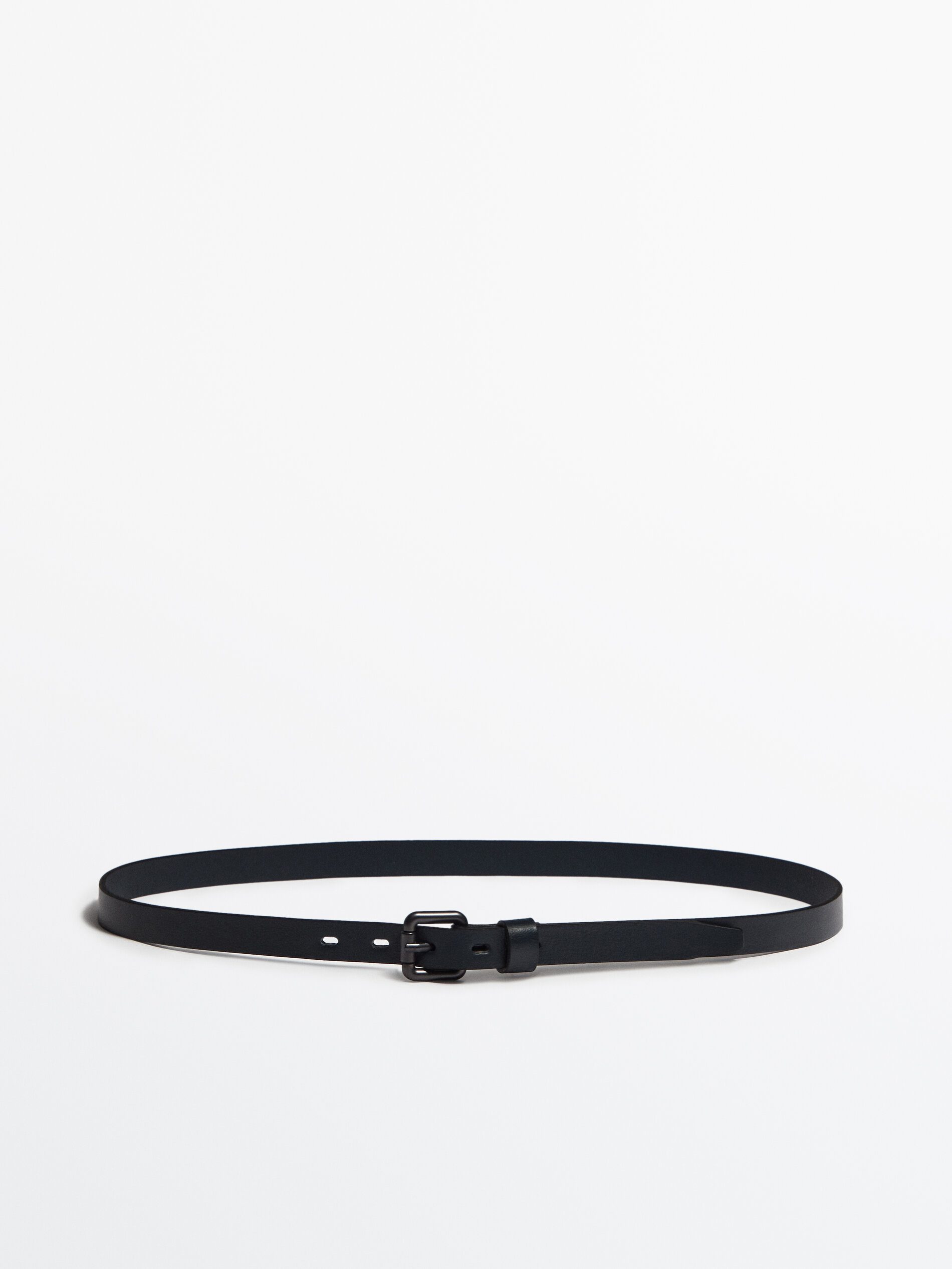 Cinturón fino piel hebilla cuadrada -Studio - AZUL OSCURO